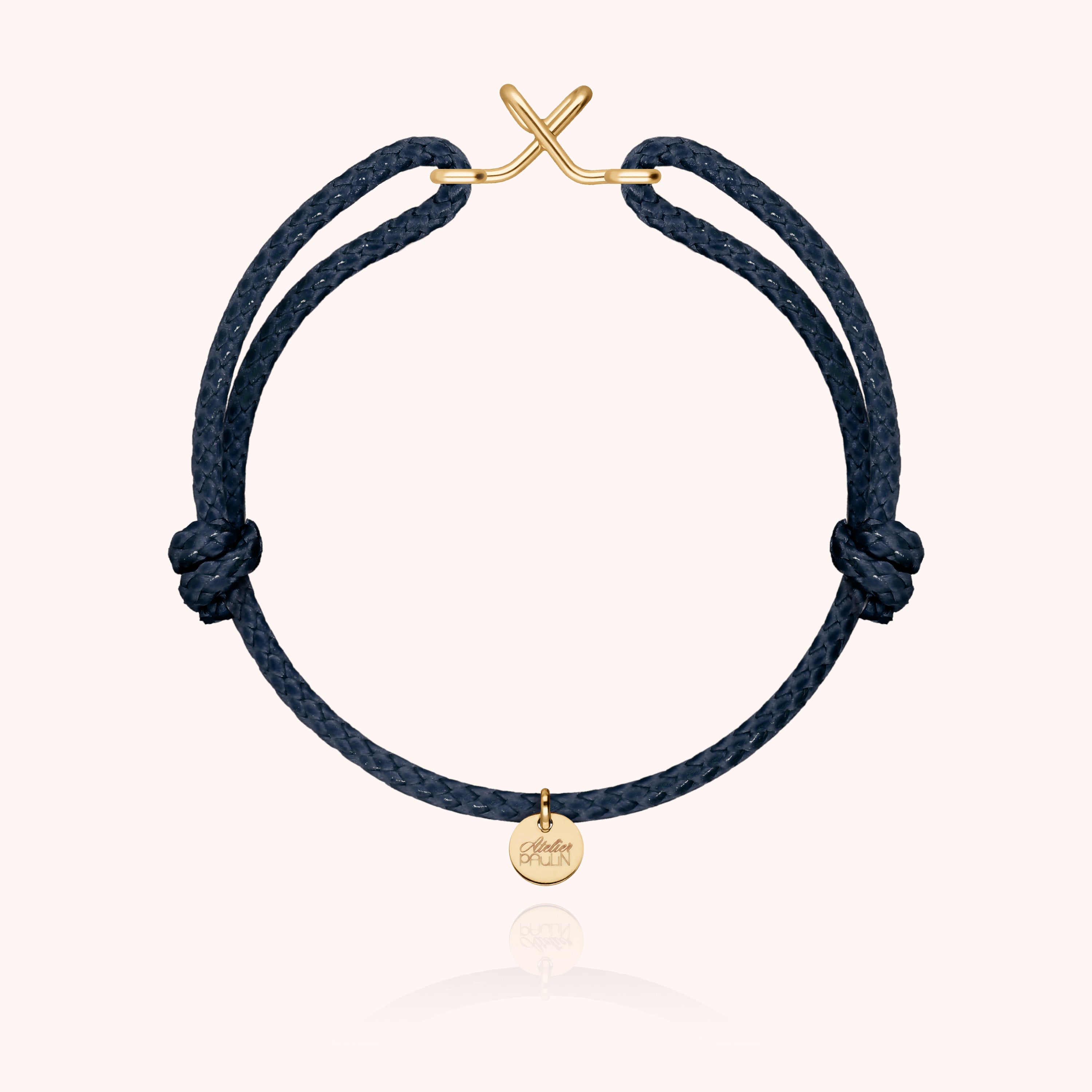 Bracelet Cordon Ciré Initiale Homme - or jaune laminé