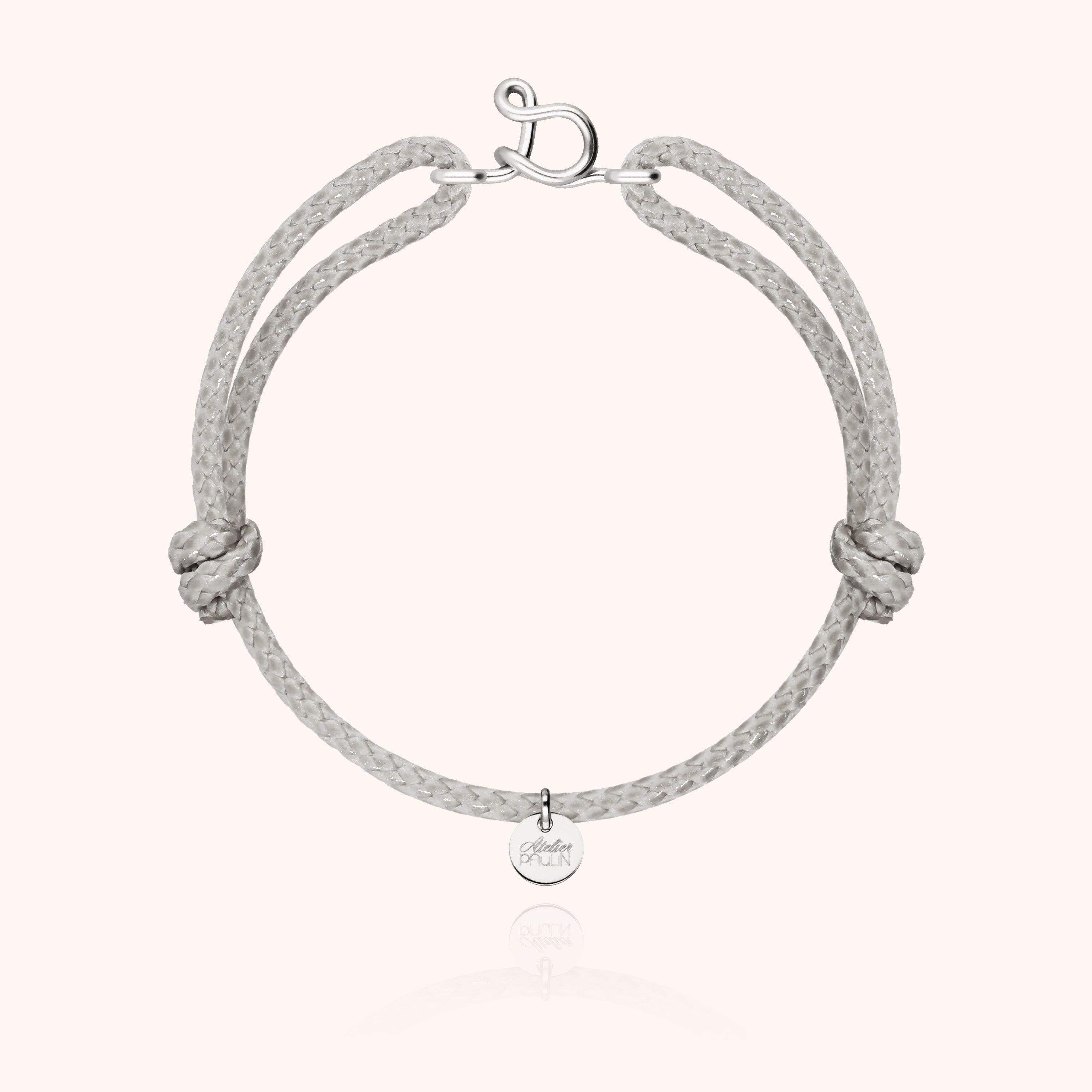 Bracelet Cordon Ciré Initiale Homme - argent