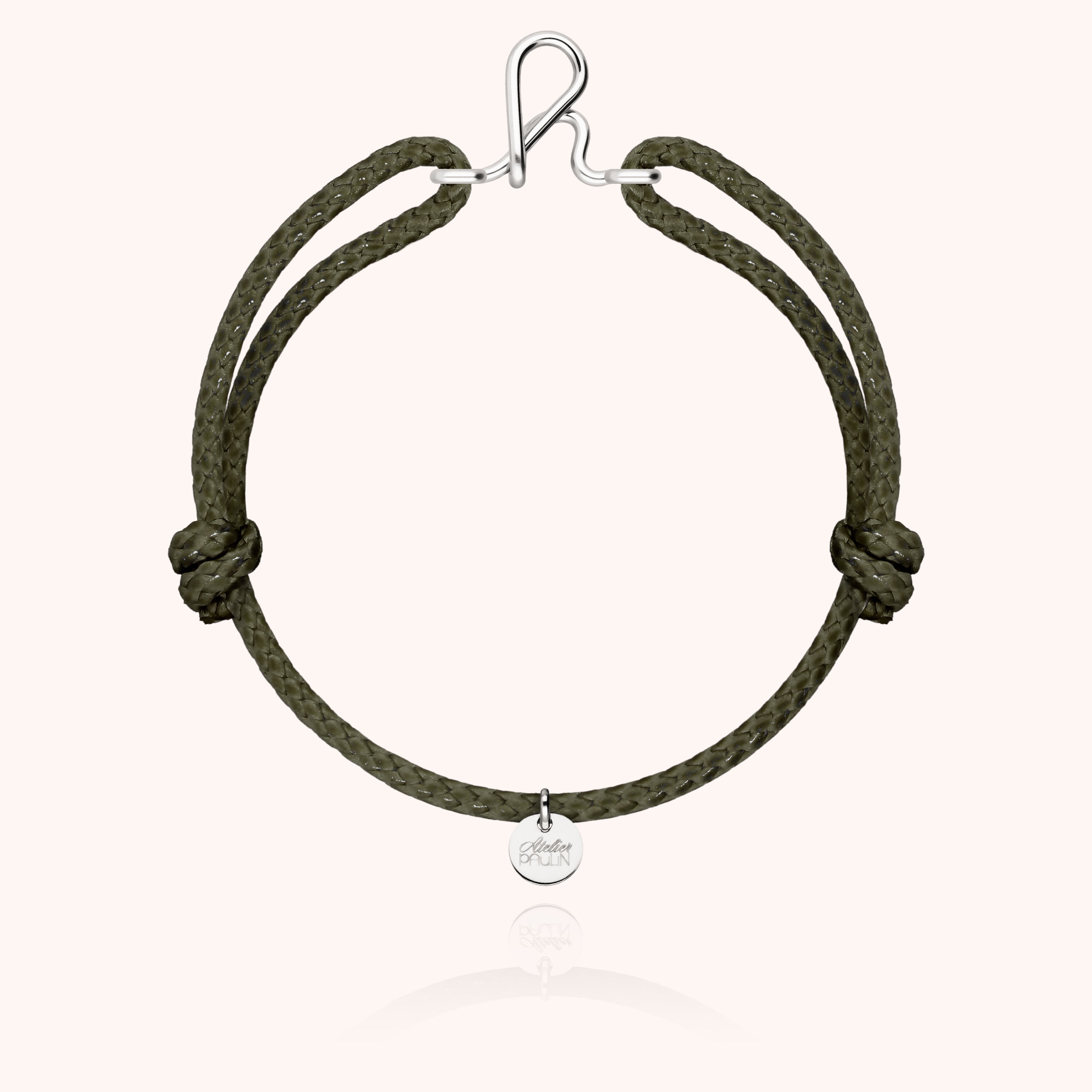 Bracelet Cordon Ciré Initiale Homme - argent