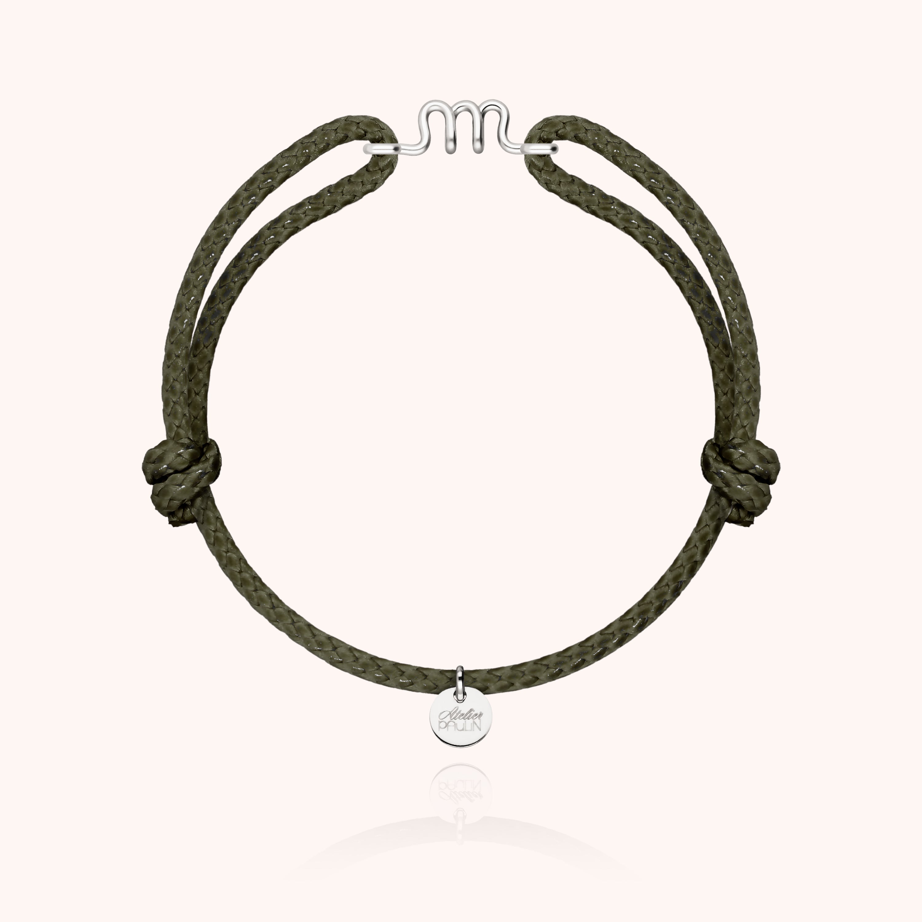 Bracelet Cordon Ciré Initiale Homme - argent