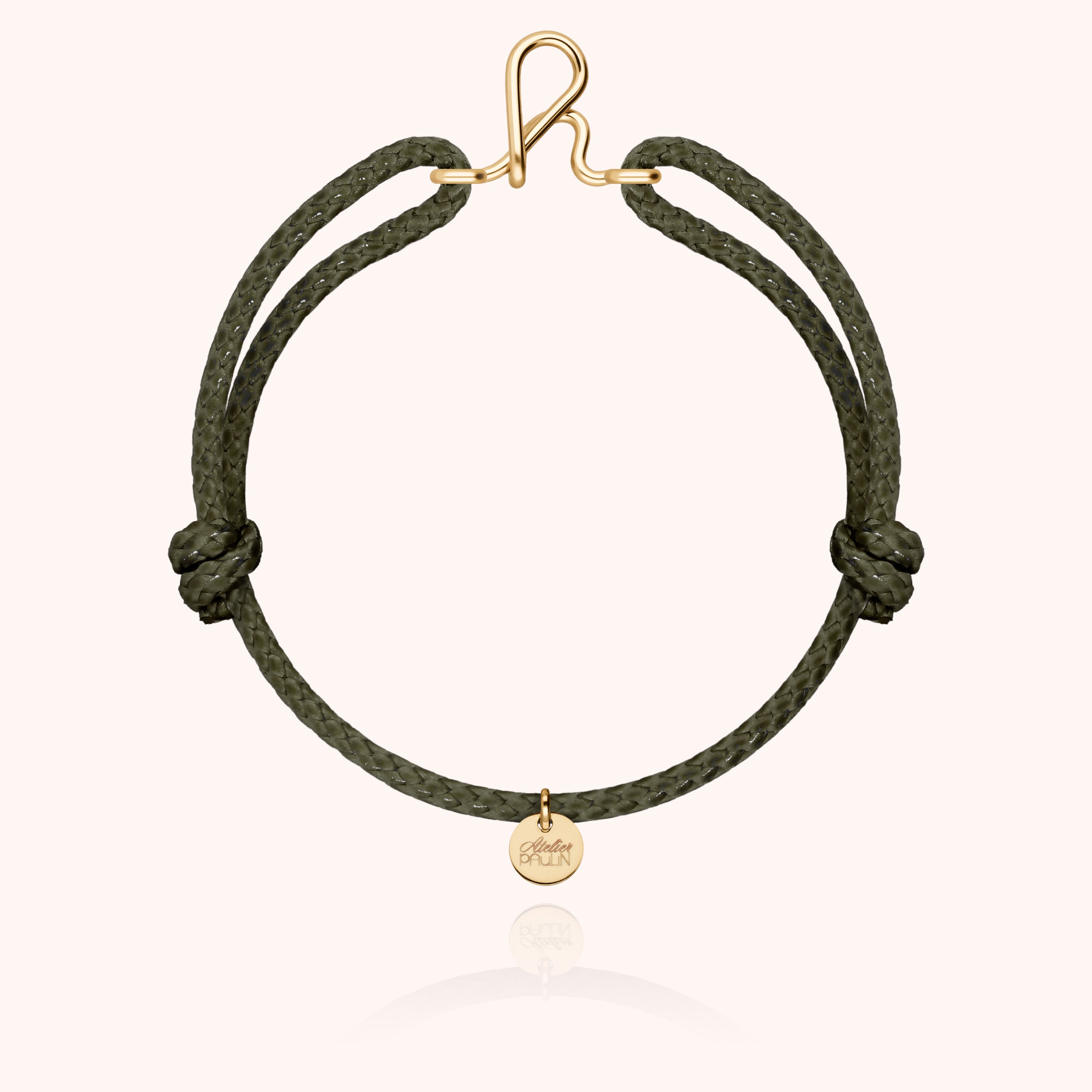 Bracelet Cordon Ciré Initiale Homme - or jaune laminé