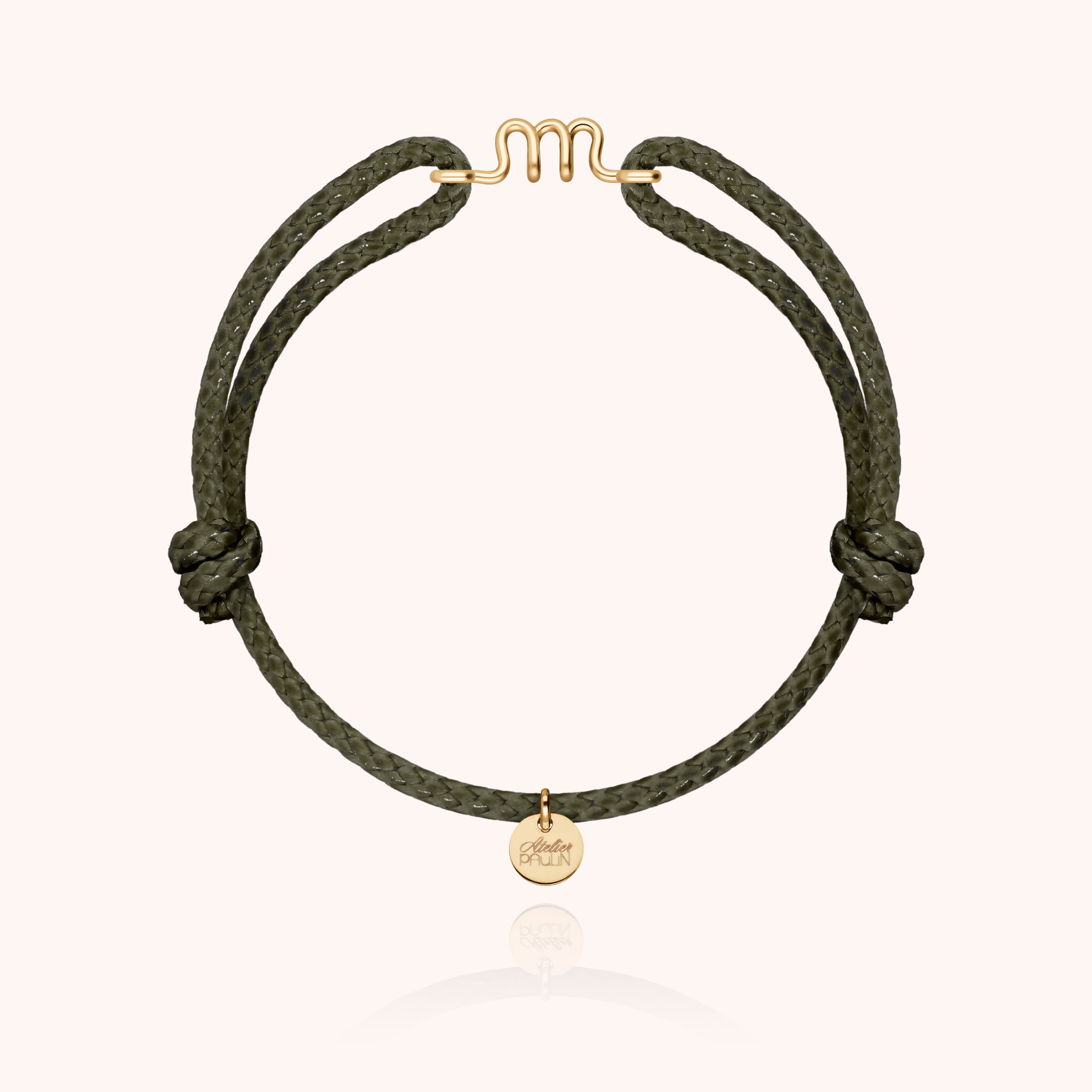 Bracelet Cordon Ciré Initiale Homme - or jaune laminé