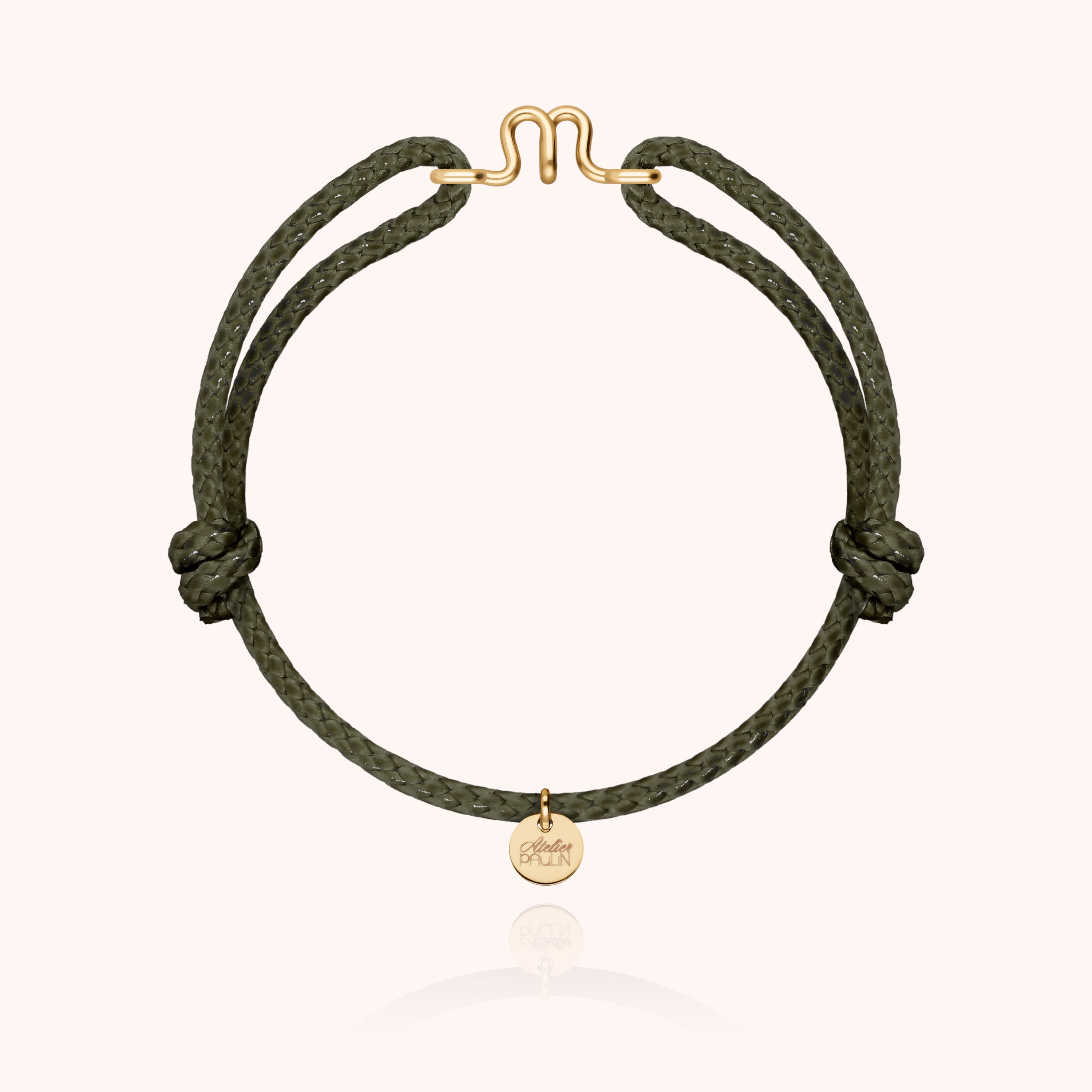 Bracelet Cordon Ciré Initiale Homme - or jaune laminé