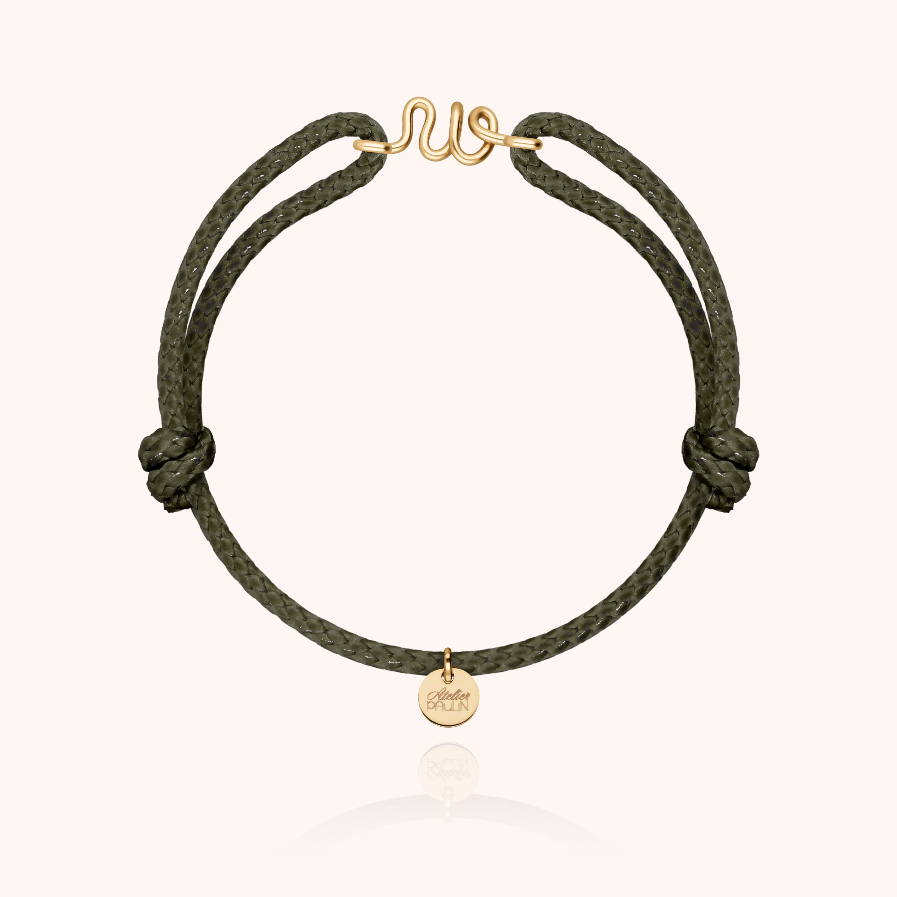 Bracelet Cordon Ciré Initiale Homme - or jaune laminé