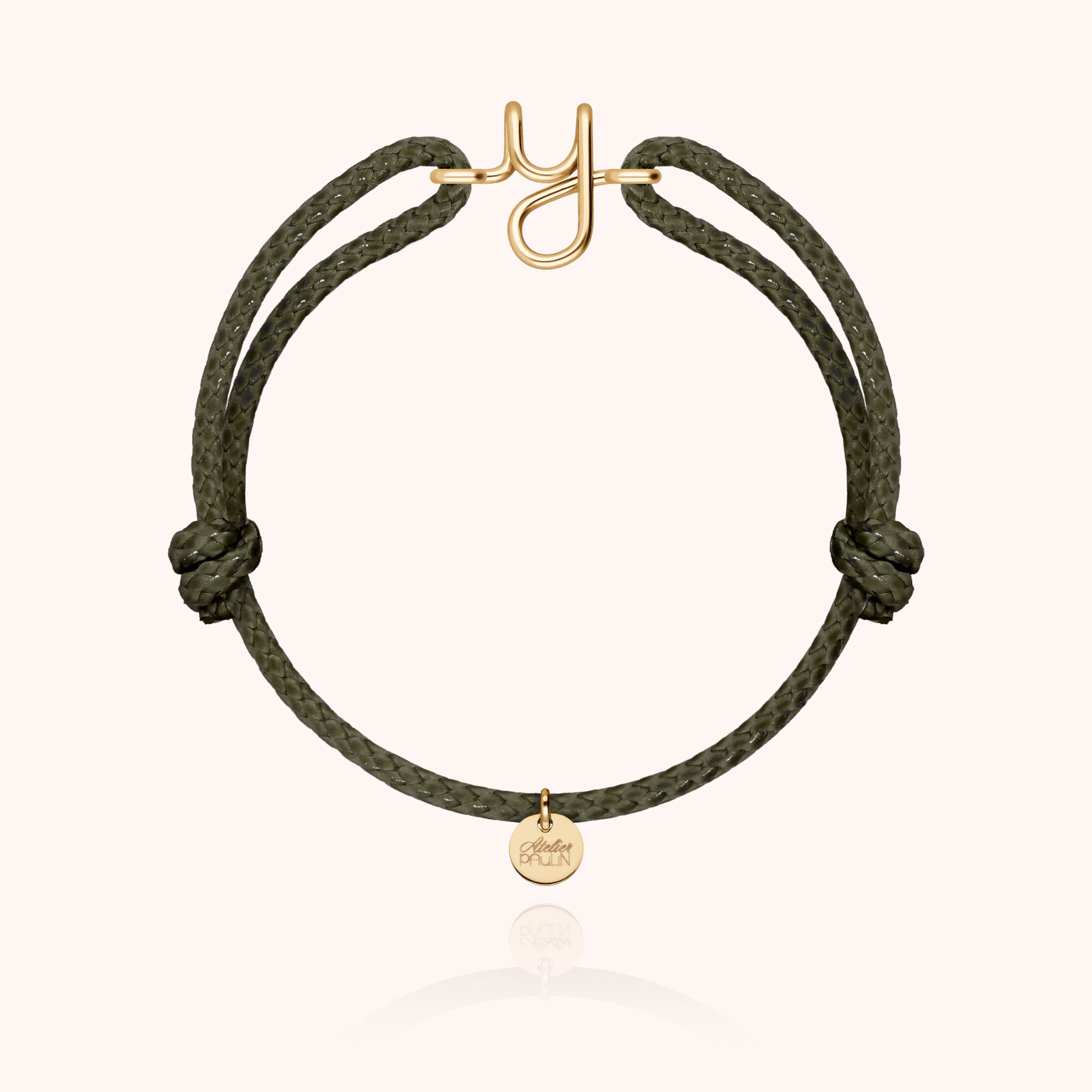 Bracelet Cordon Ciré Initiale Homme - or jaune laminé