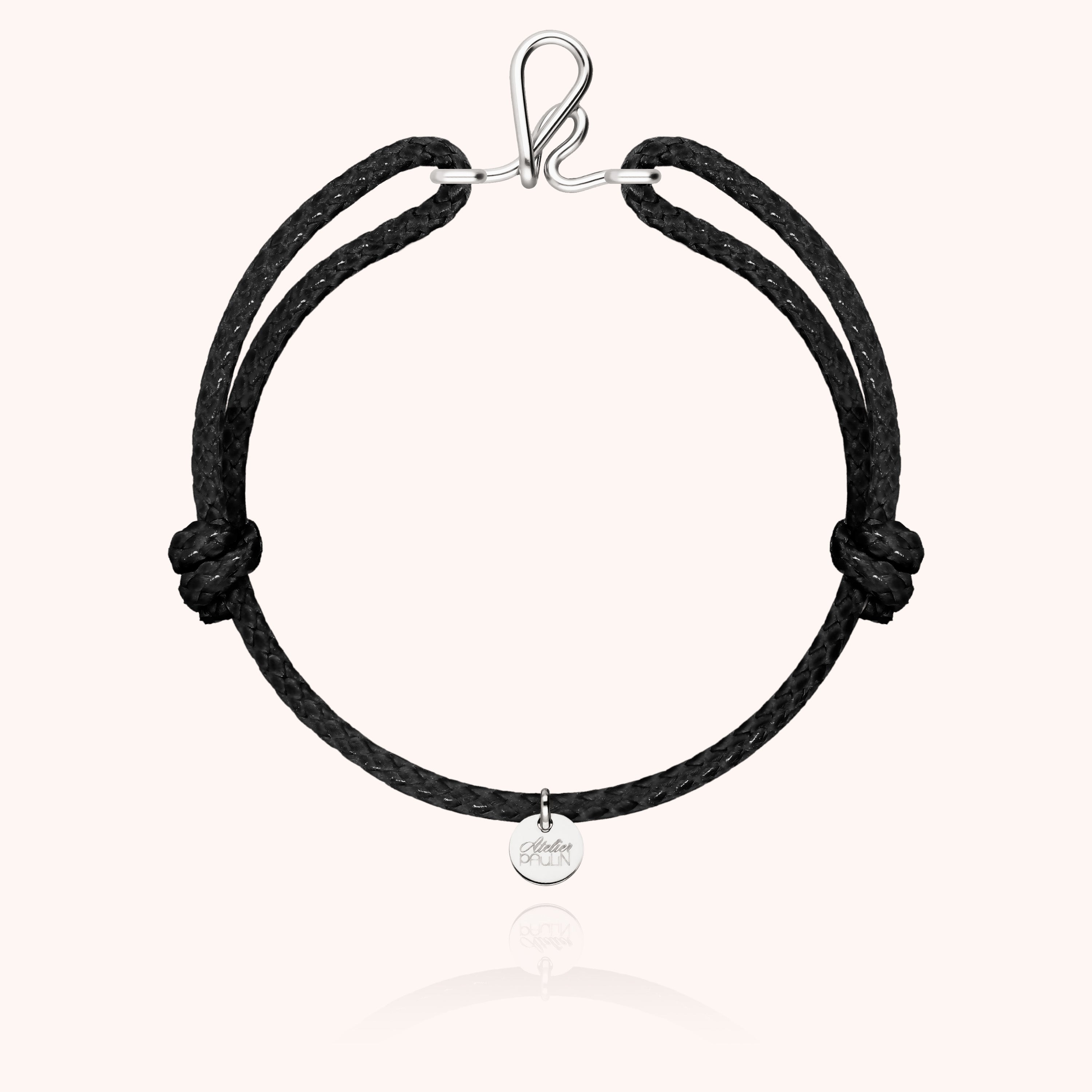 Bracelet Cordon Ciré Initiale Homme - argent