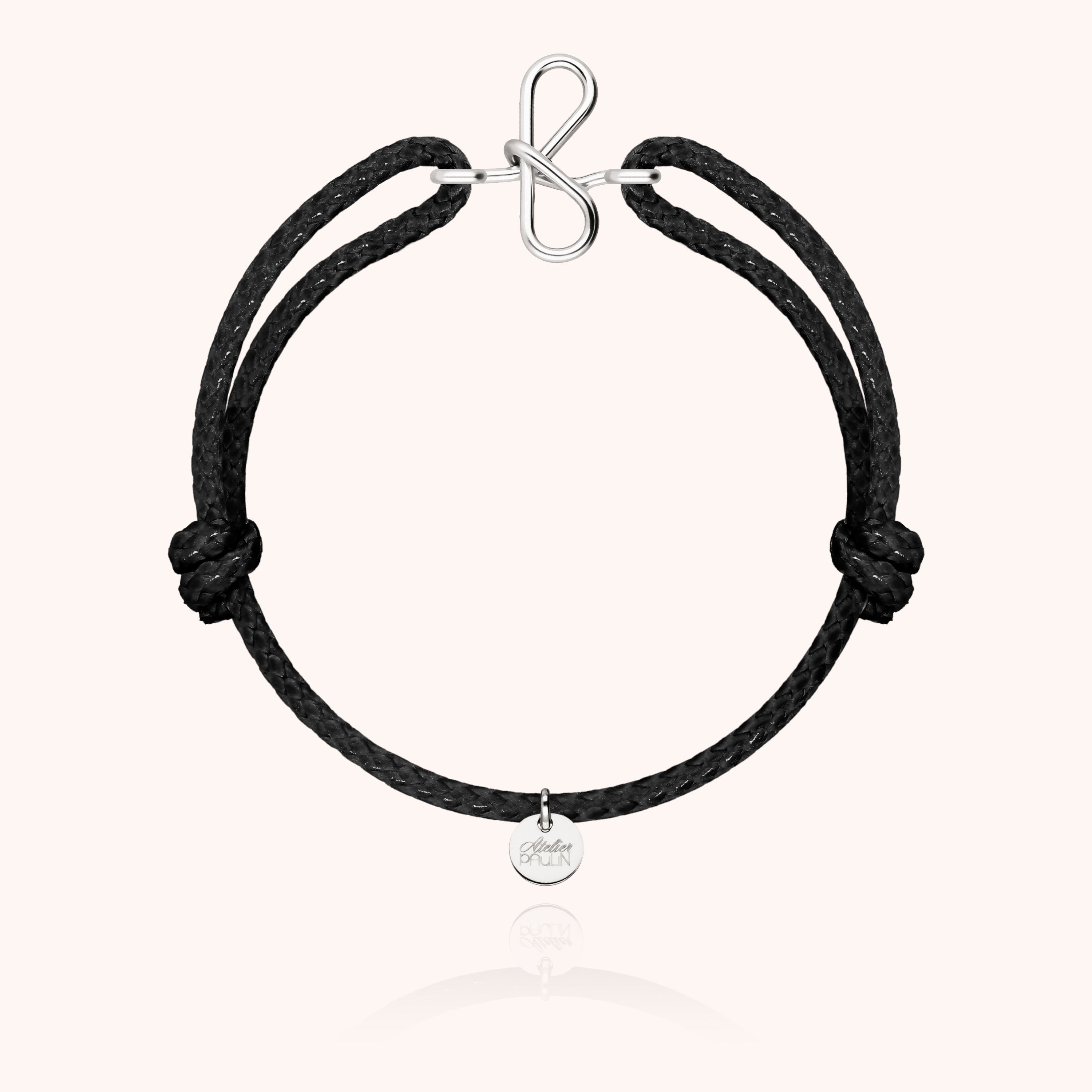 Bracelet Cordon Ciré Initiale Homme - argent