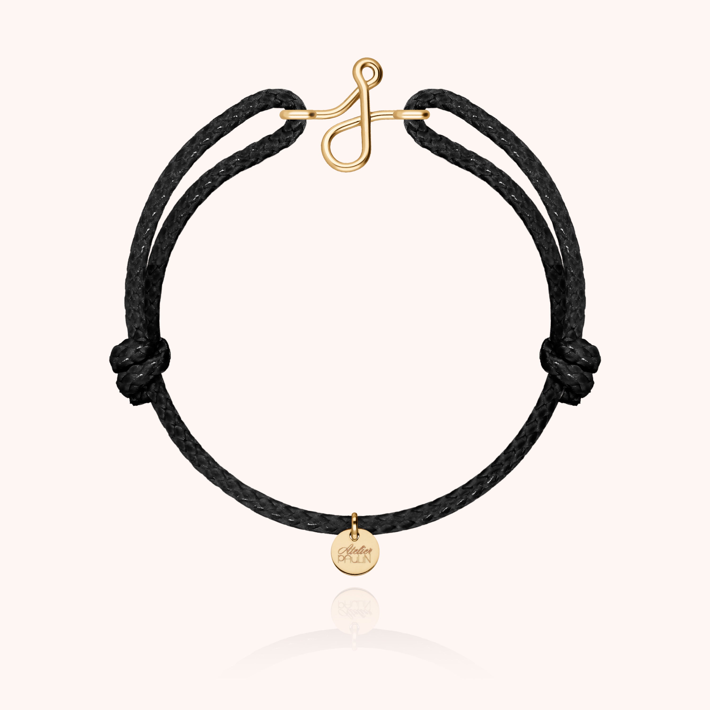 Bracelet Cordon Ciré Initiale Homme - or jaune laminé