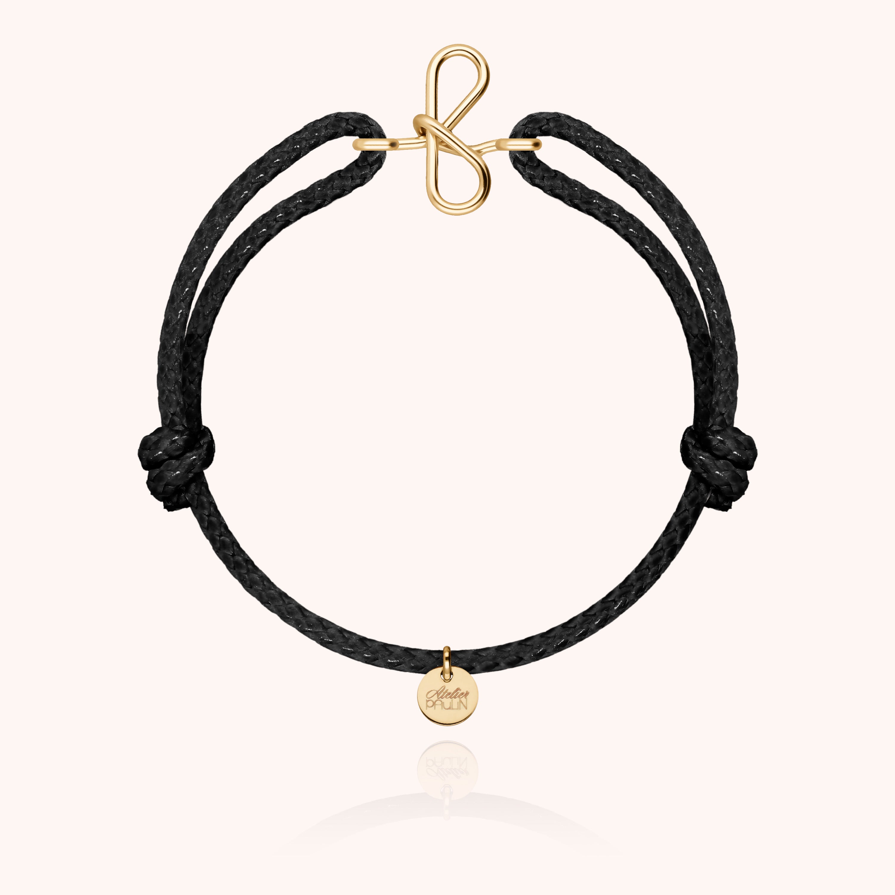 Bracelet Cordon Ciré Initiale Homme - or jaune laminé