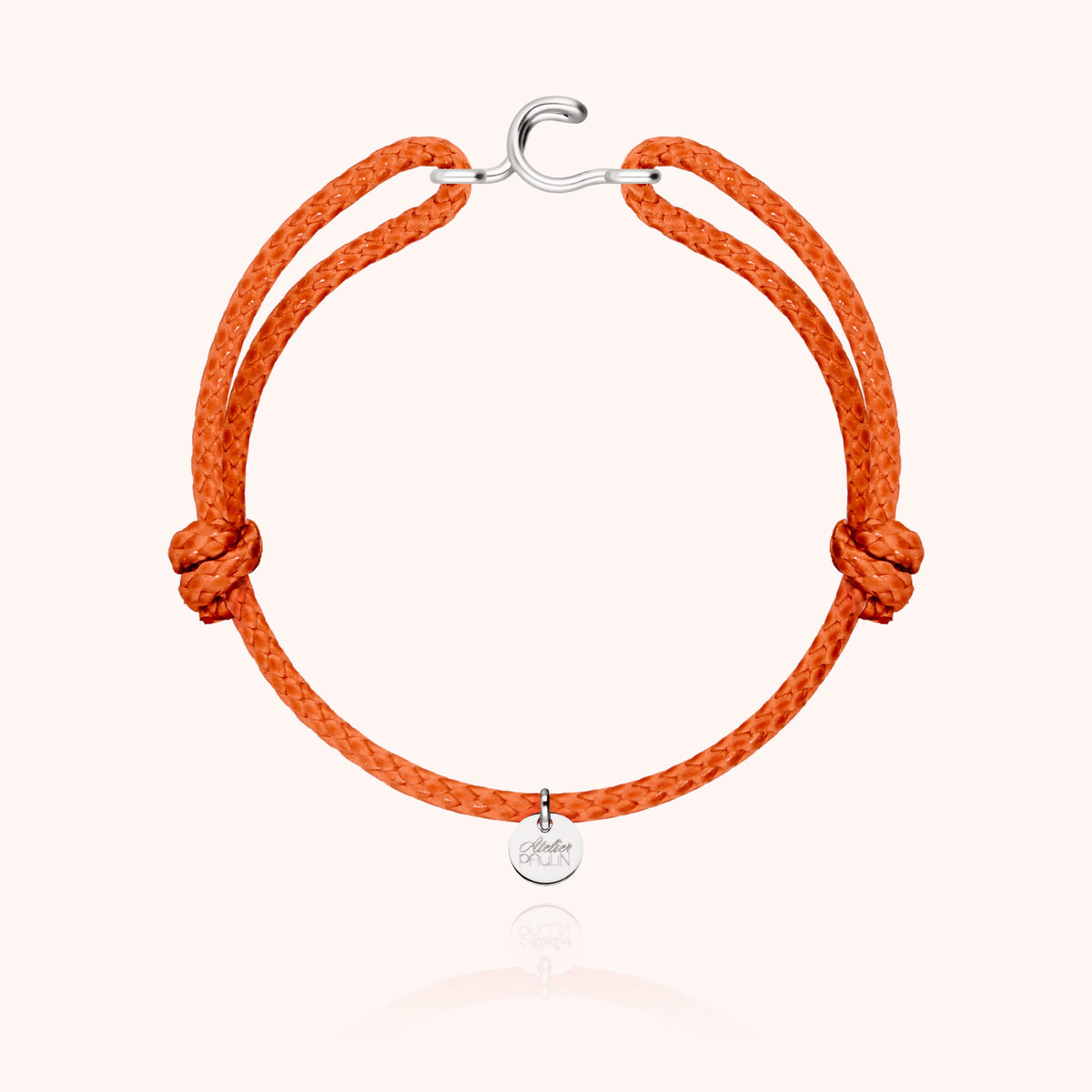 Bracciale Cordino Cerato Iniziale Uomo « C » in filo d'argento sterling 925, cordino arancione