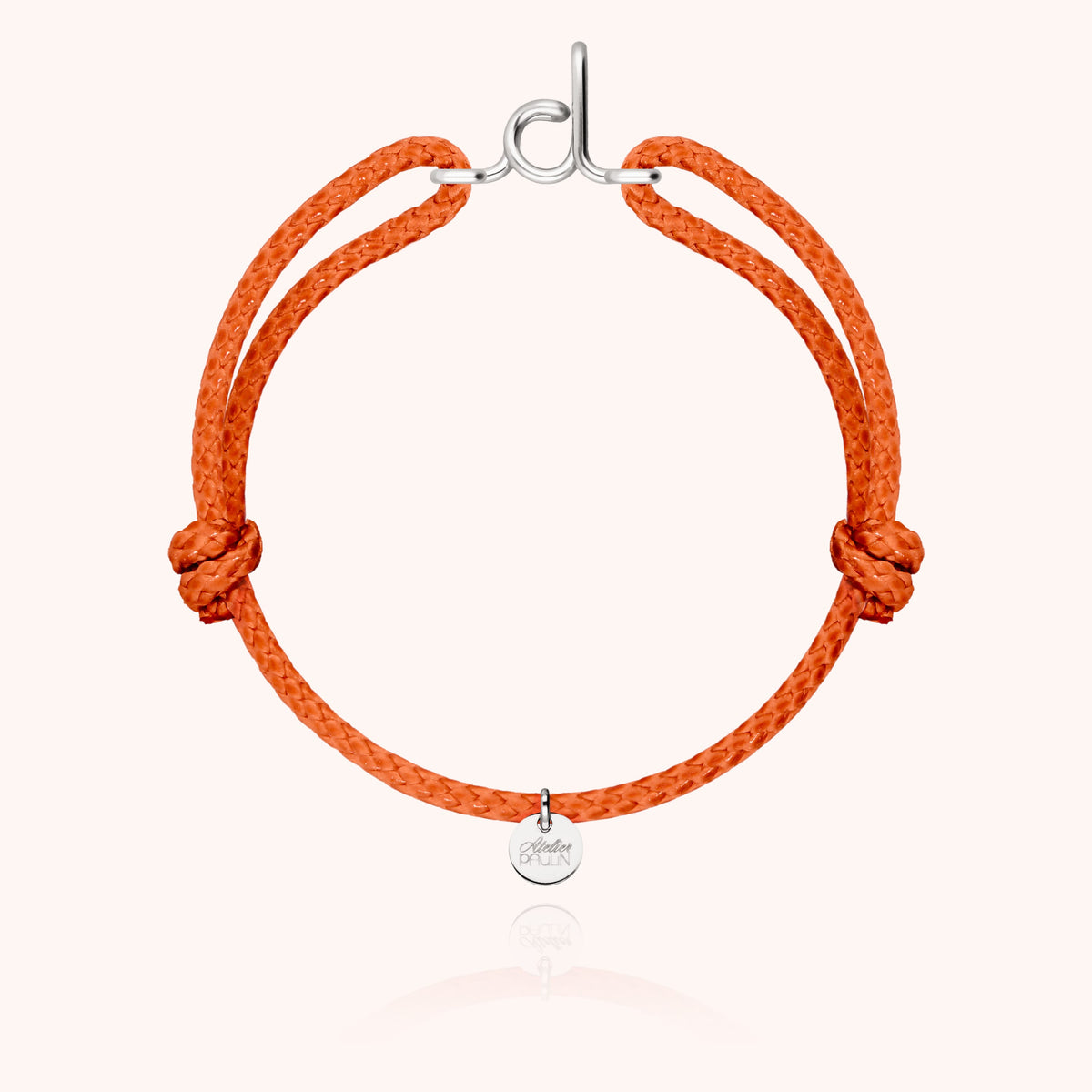 Bracciale Cordino Cerato Iniziale Uomo « D » in filo d'argento sterling 925, cordino arancione