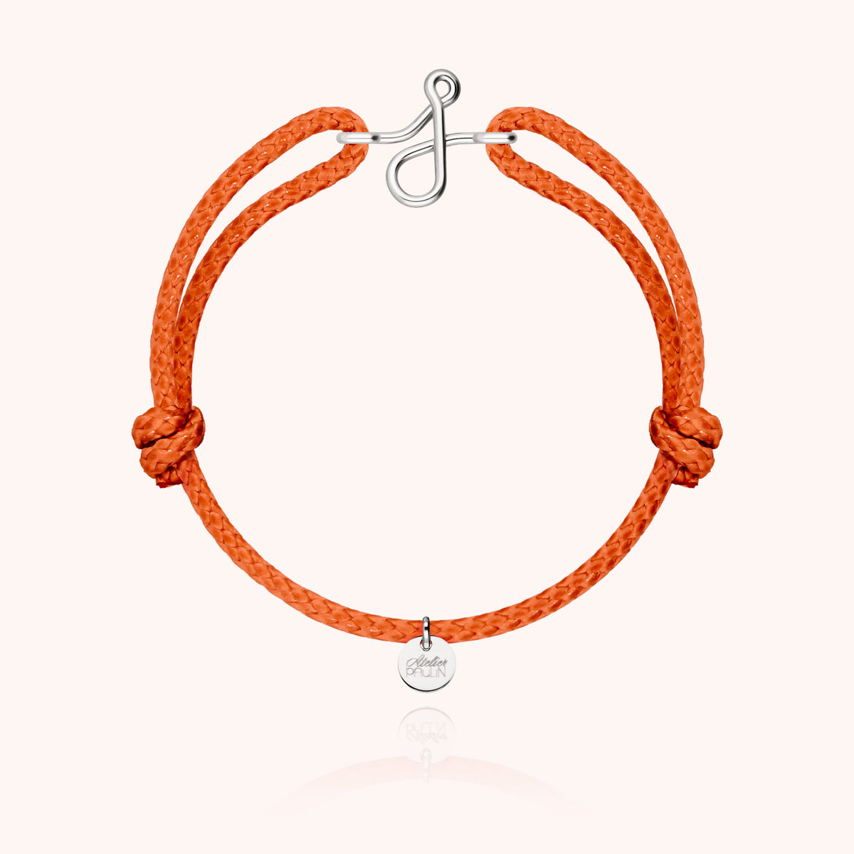 Bracciale Cordino Cerato Iniziale Uomo « J » in filo d'argento sterling 925, cordino arancione
