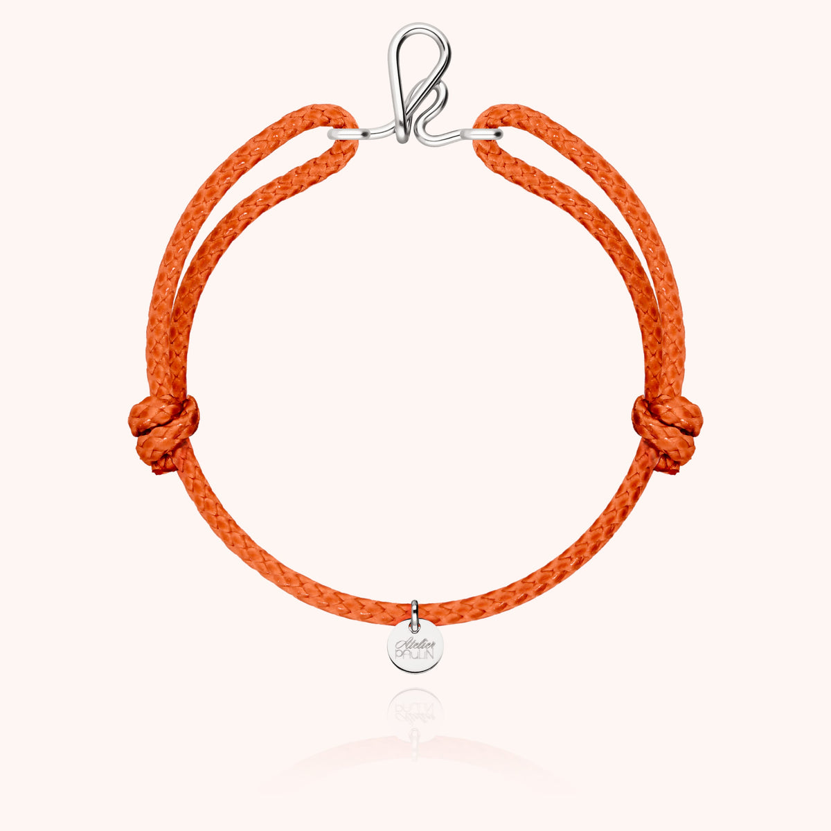 Bracciale Cordino Cerato Iniziale Uomo « K » in filo d'argento sterling 925, cordino arancione