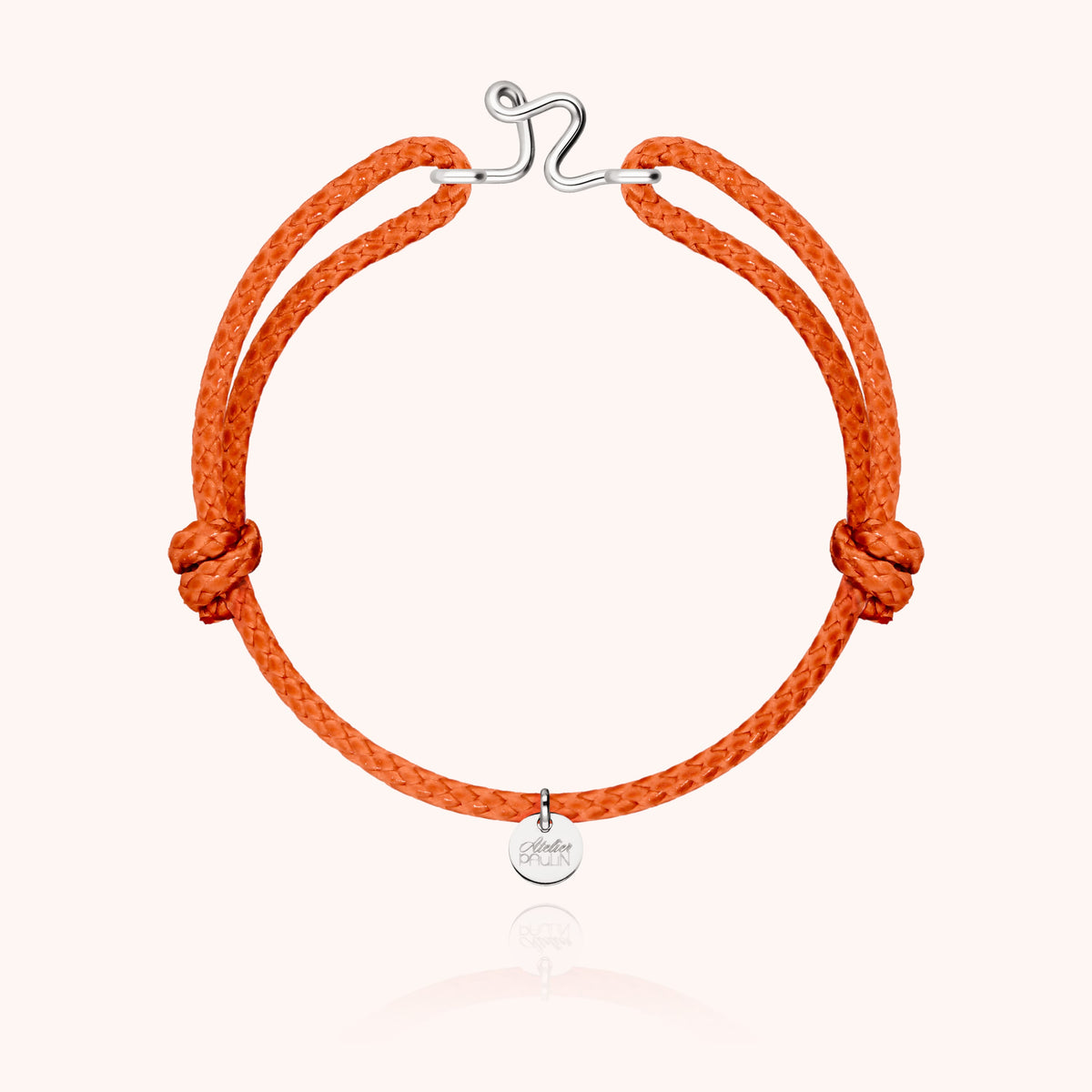 Bracciale Cordino Cerato Iniziale Uomo « R » in filo d'argento sterling 925, cordino arancione