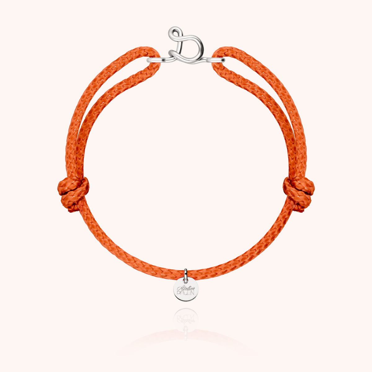 Bracciale Cordino Cerato Iniziale Uomo « S » in filo d'argento sterling 925, cordino arancione