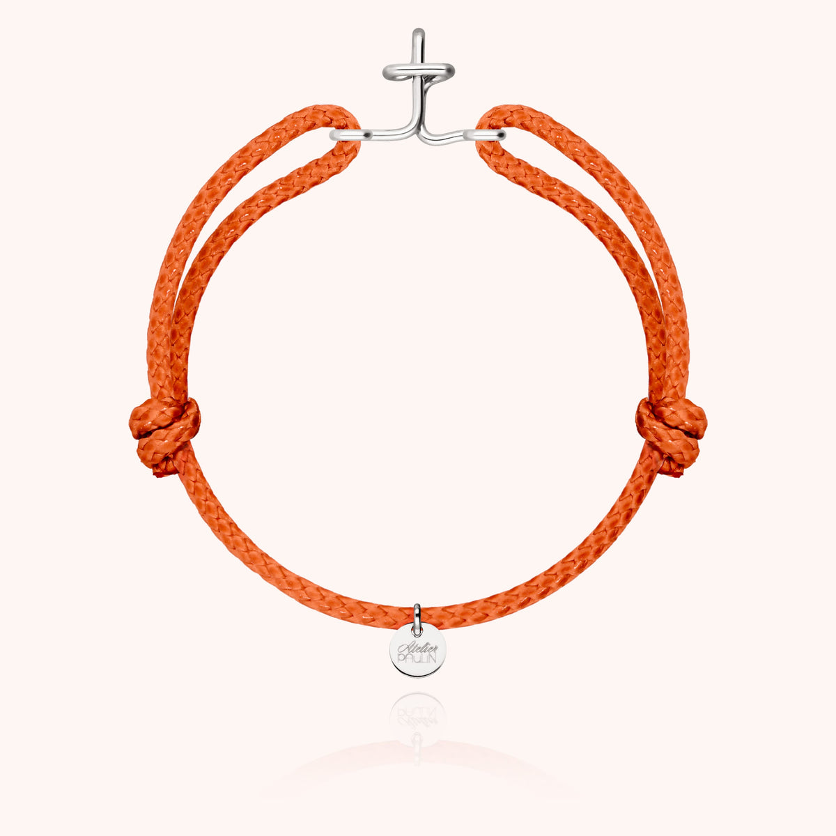 Bracciale Cordino Cerato Iniziale Uomo « T » in filo d'argento sterling 925, cordino arancione