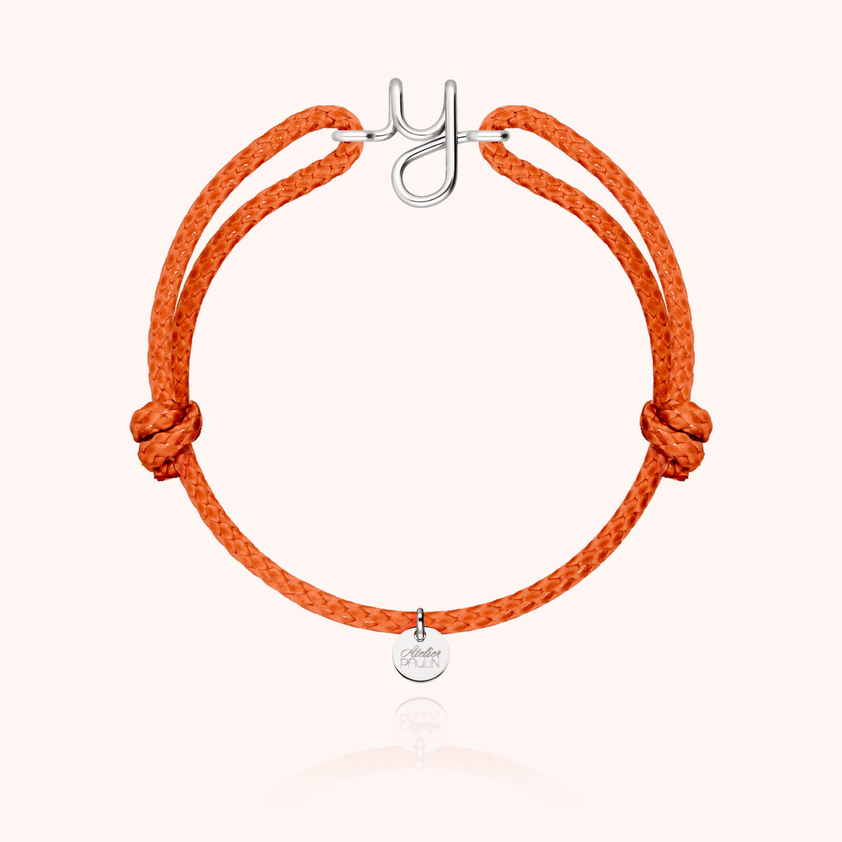 Bracciale Cordino Cerato Iniziale Uomo « Y » in filo d'argento sterling 925, cordino arancione