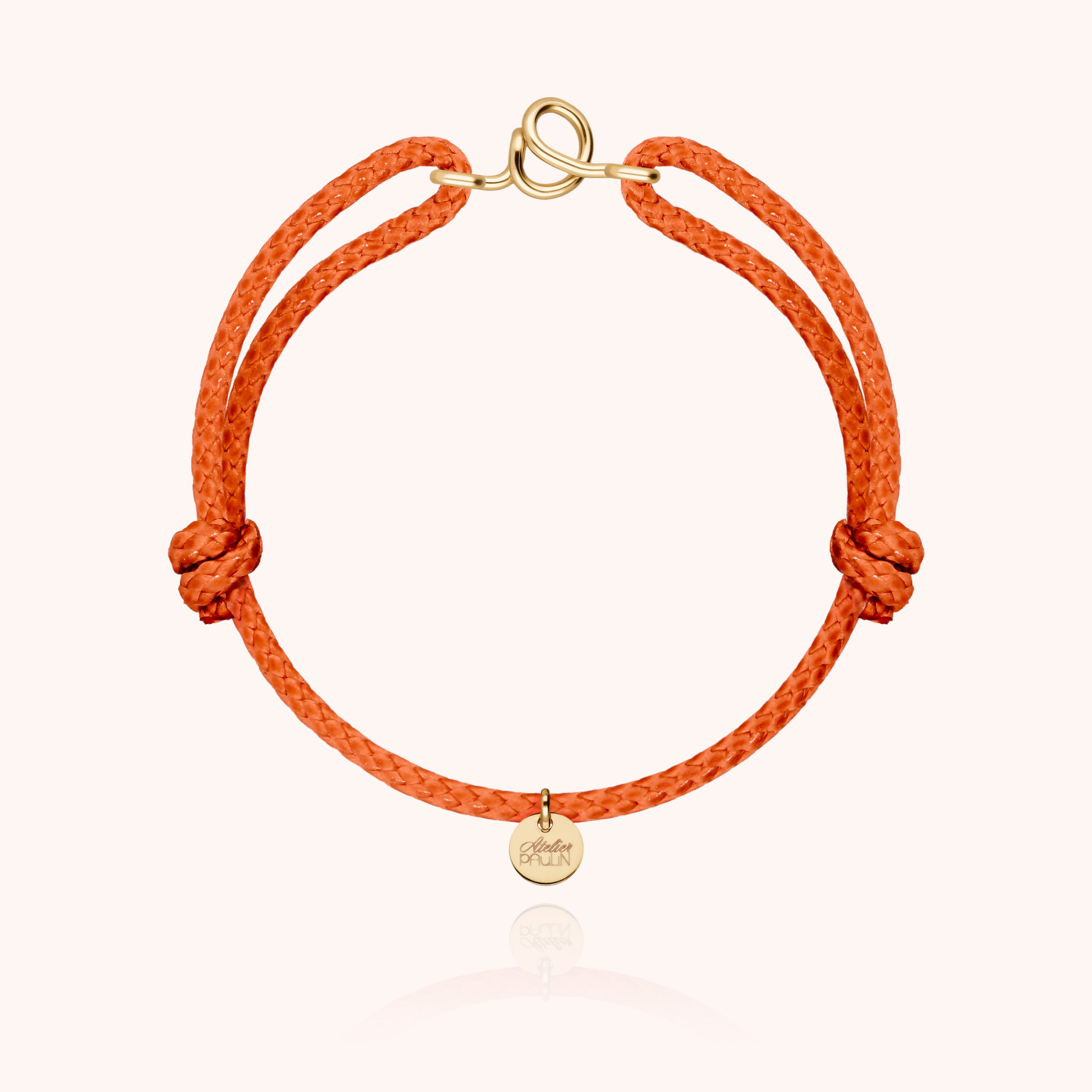 Bracelet Cordon Ciré Initiale Homme - or jaune laminé