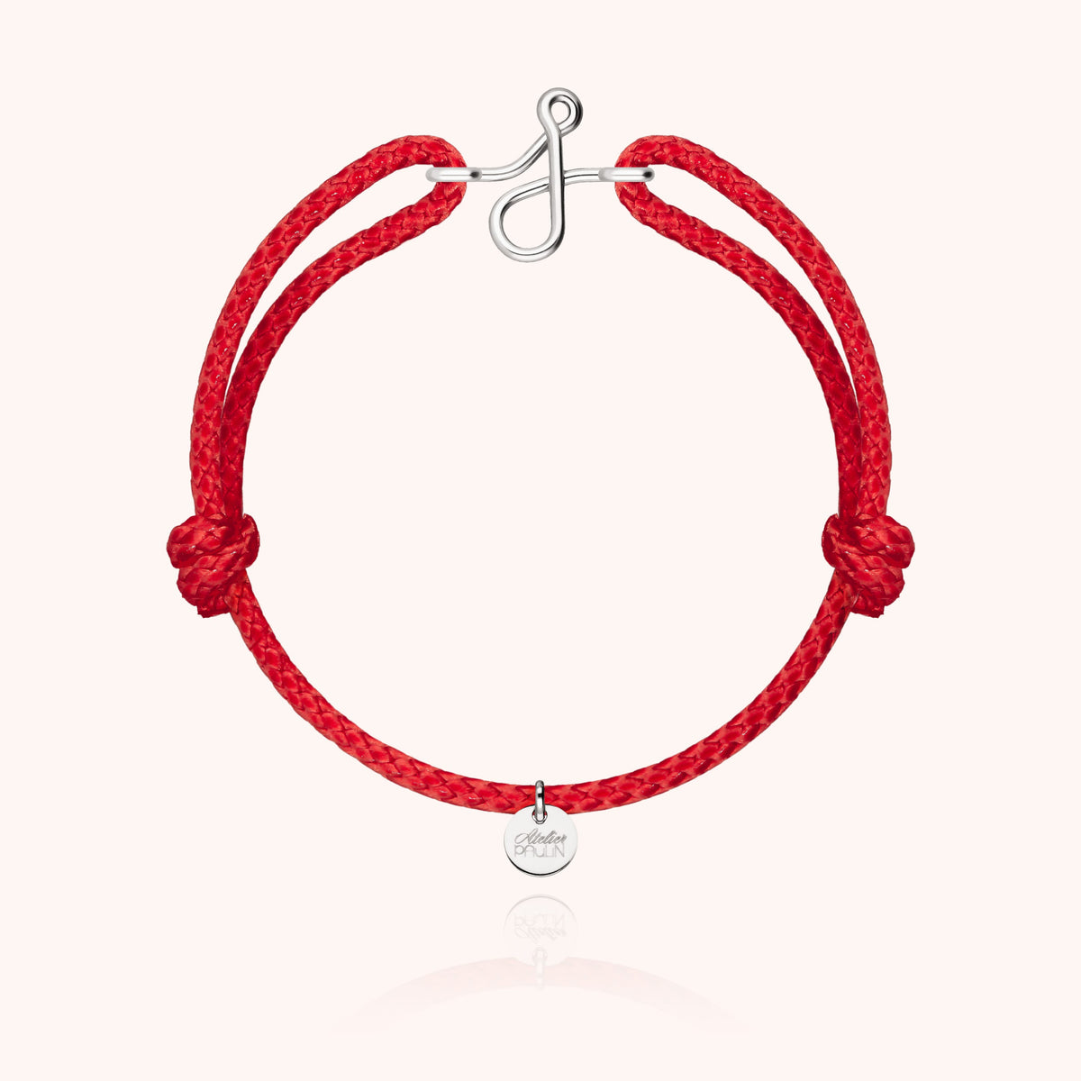 Bracciale Cordino Cerato Iniziale Uomo « J » in filo d'argento sterling 925, cordino rosso