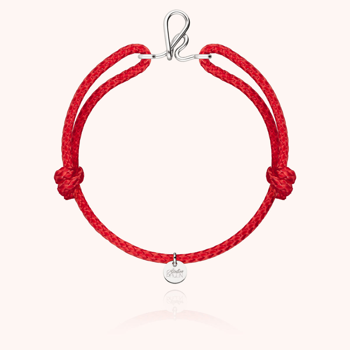 Bracciale Cordino Cerato Iniziale Uomo « K » in filo d'argento sterling 925, cordino rosso