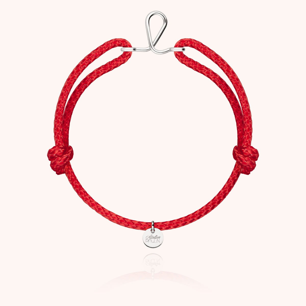 Bracciale Cordino Cerato Iniziale Uomo « L » in filo d'argento sterling 925, cordino rosso