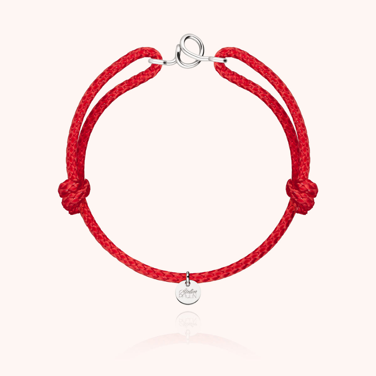 Bracciale Cordino Cerato Iniziale Uomo « O » in filo d'argento sterling 925, cordino rosso