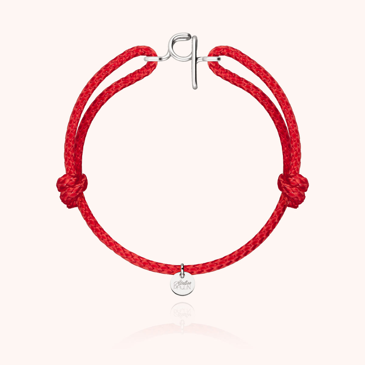 Bracciale Cordino Cerato Iniziale Uomo « Q » in filo d'argento sterling 925, cordino rosso
