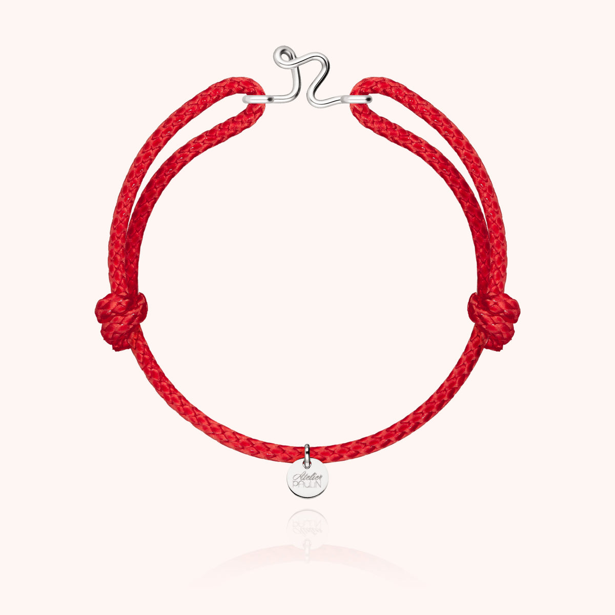 Bracciale Cordino Cerato Iniziale Uomo « R » in filo d'argento sterling 925, cordino rosso