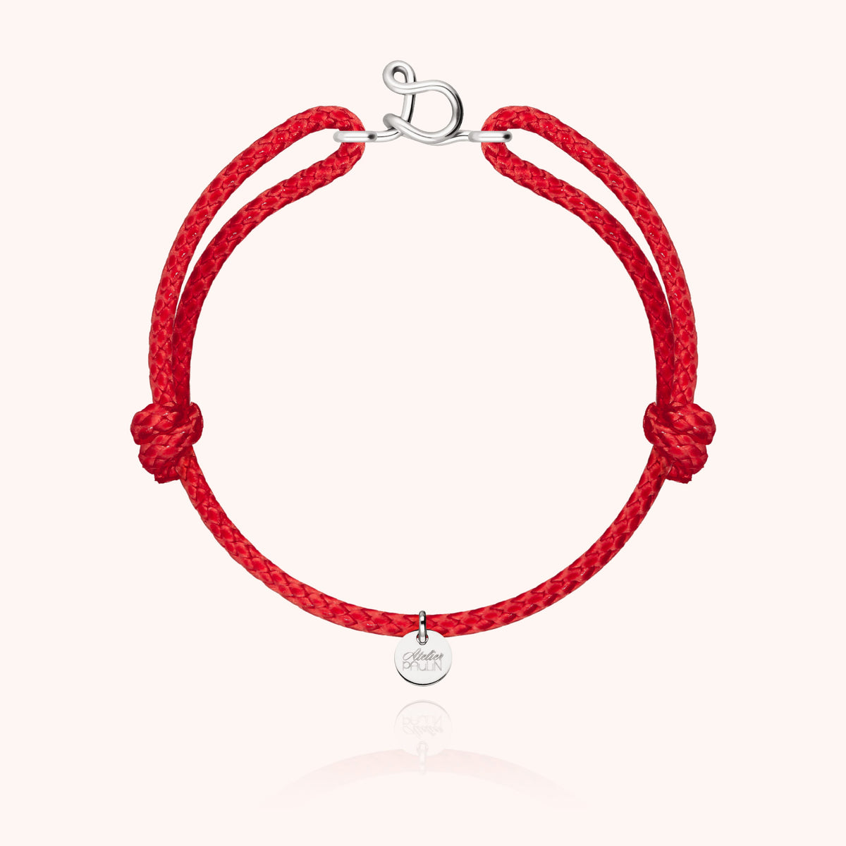 Bracciale Cordino Cerato Iniziale Uomo « S » in filo d'argento sterling 925, cordino rosso