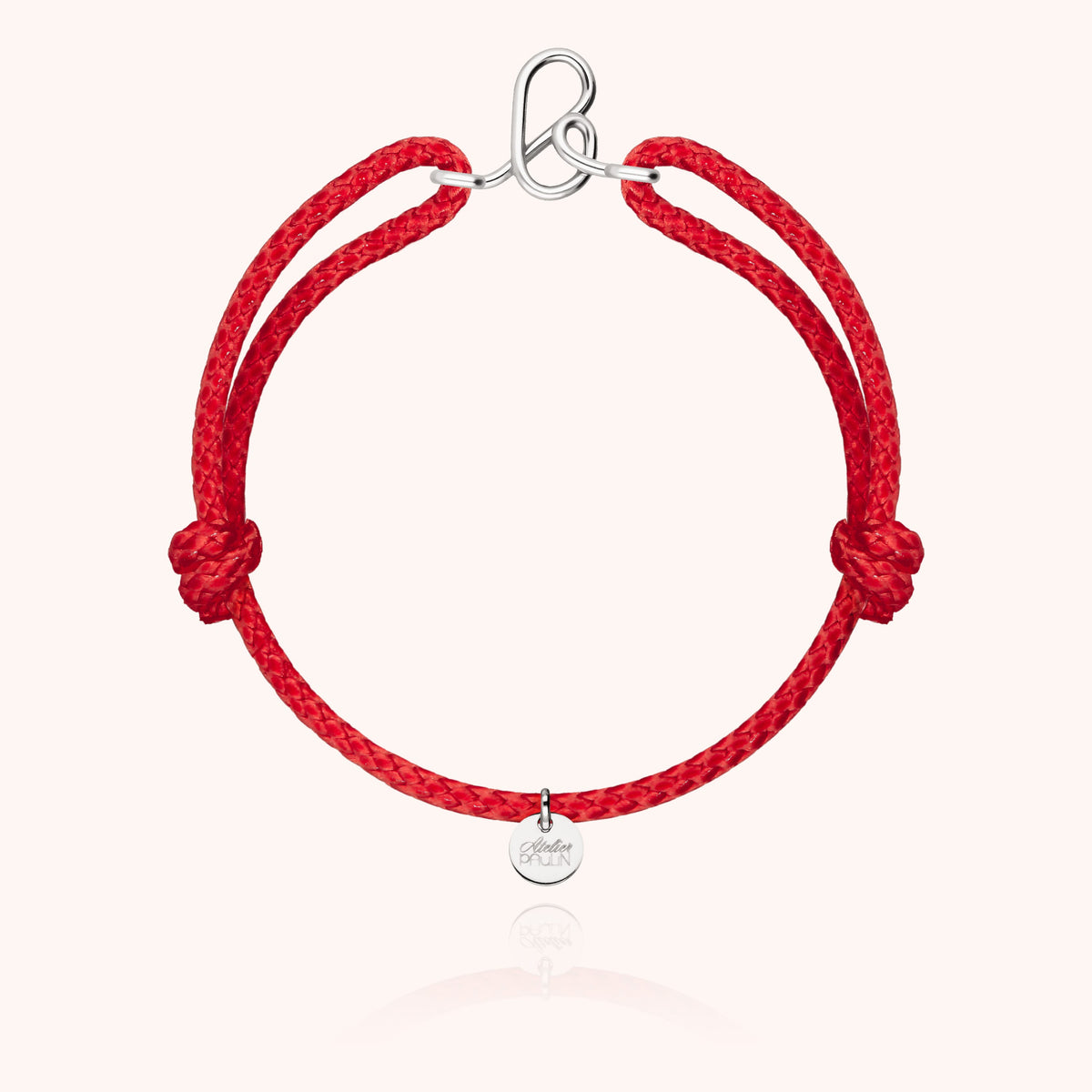 Bracciale Cordino Cerato Iniziale Uomo « B » in filo d'argento sterling 925, cordino rosso