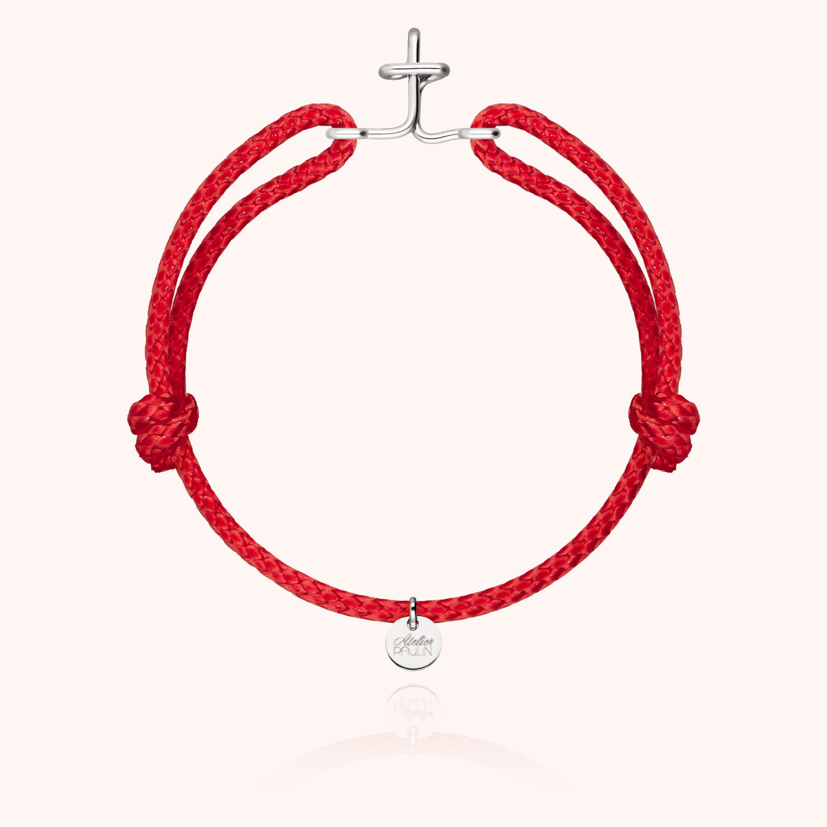 Bracciale Cordino Cerato Iniziale Uomo « T » in filo d'argento sterling 925, cordino rosso