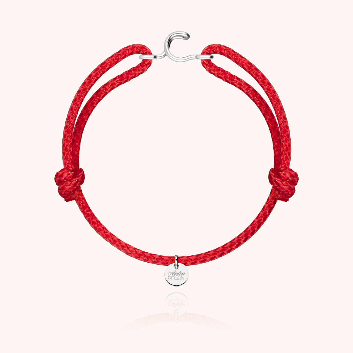 Bracciale Cordino Cerato Iniziale Uomo « C » in filo d'argento sterling 925, cordino rosso