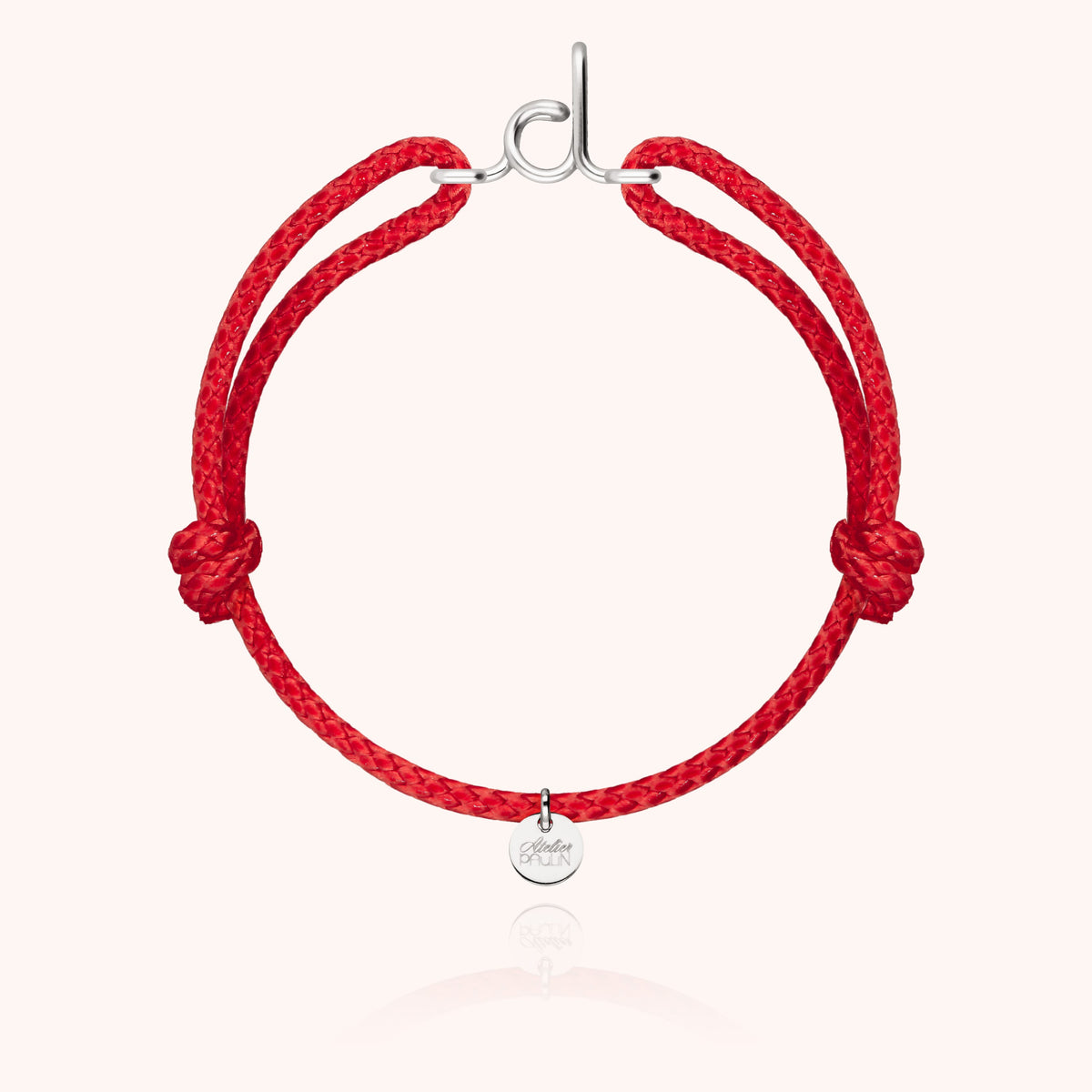 Bracciale Cordino Cerato Iniziale Uomo « D » in filo d'argento sterling 925, cordino rosso