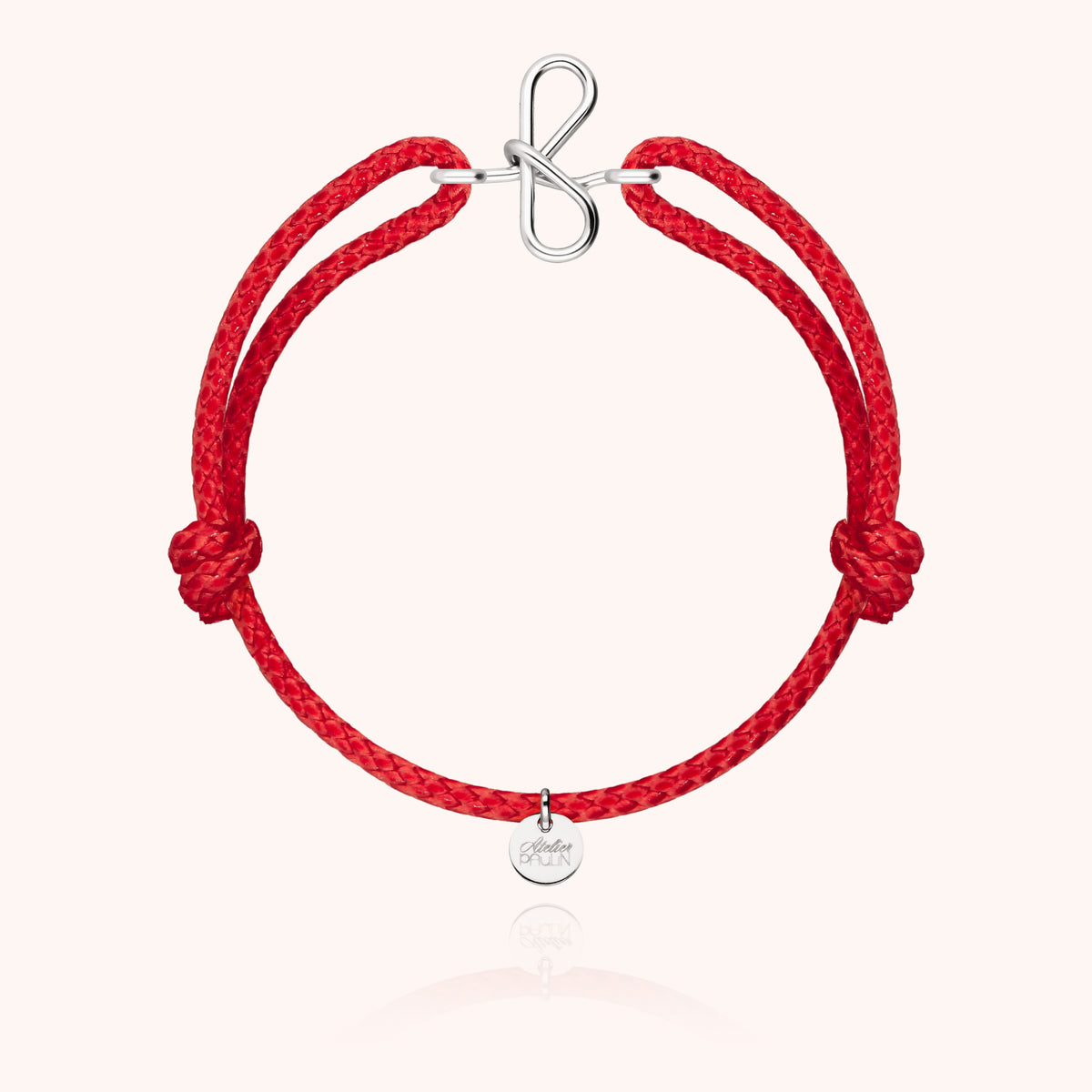 Bracciale Cordino Cerato Iniziale Uomo « F » in filo d'argento sterling 925, cordino rosso