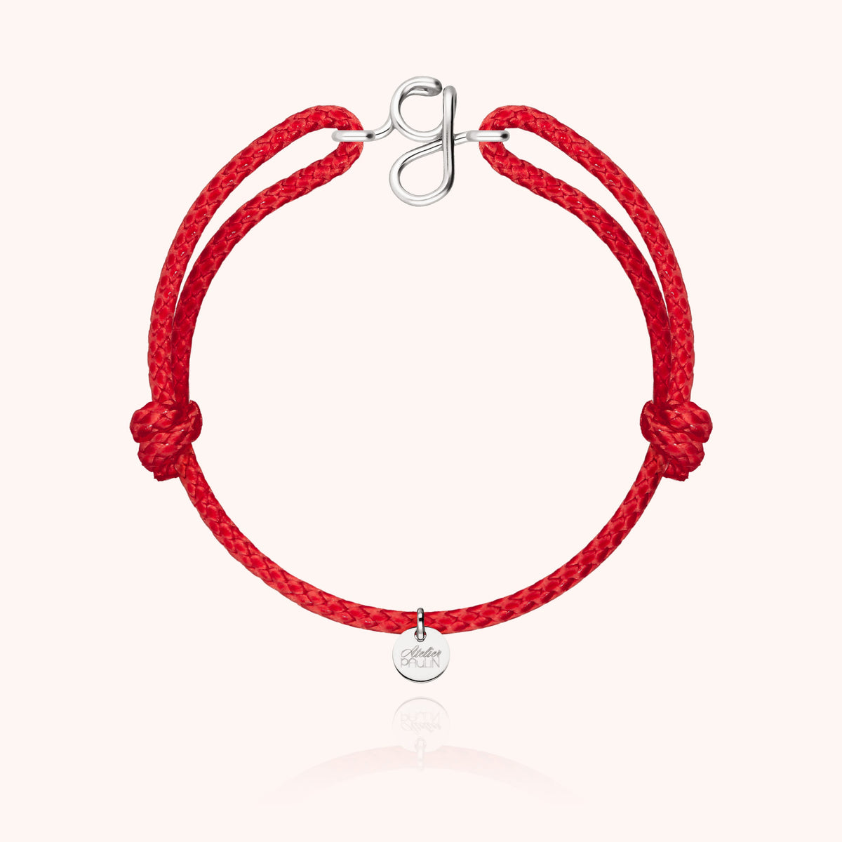 Bracciale Cordino Cerato Iniziale Uomo « G » in filo d'argento sterling 925, cordino rosso