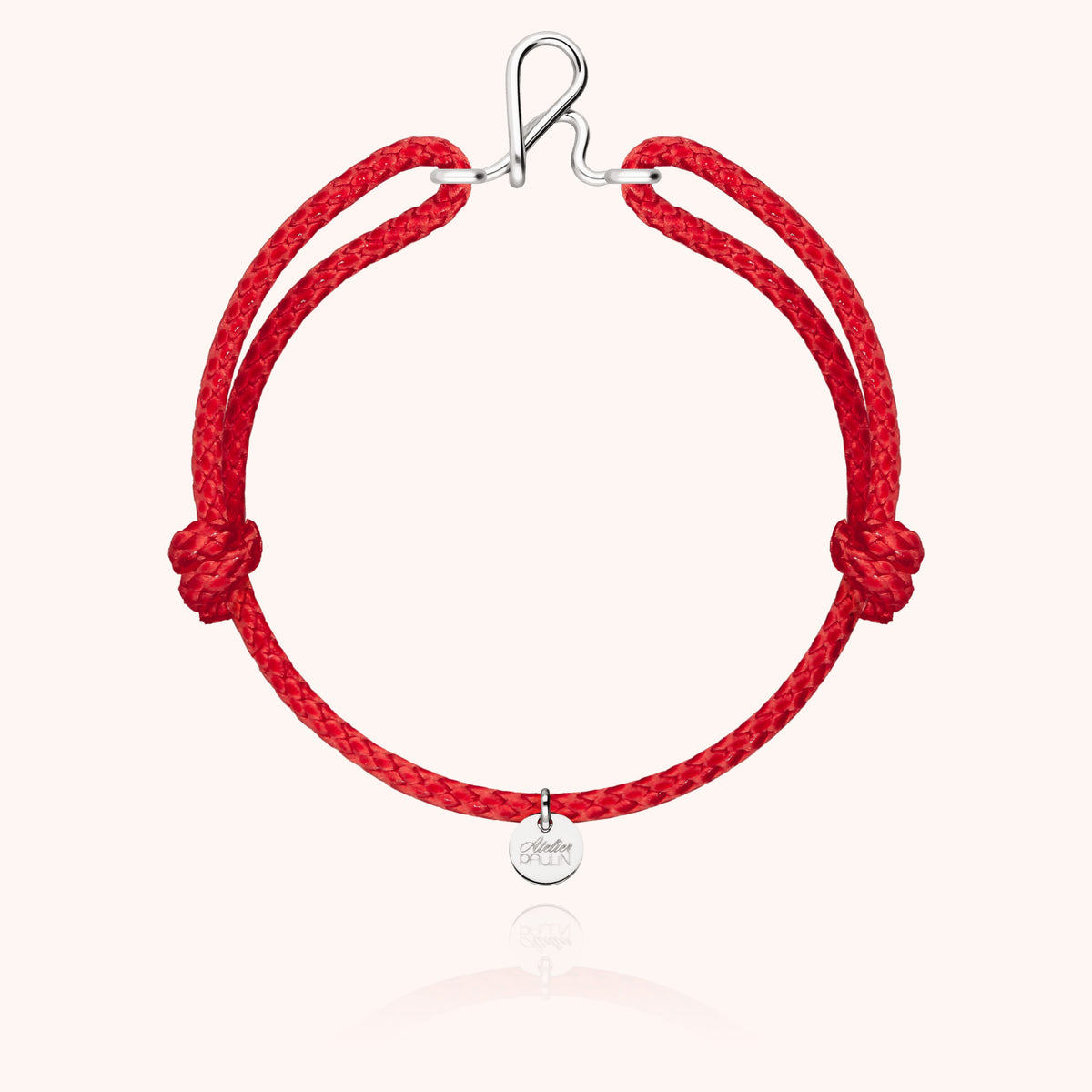 Bracciale Cordino Cerato Iniziale Uomo « H » in filo d'argento sterling 925, cordino rosso
