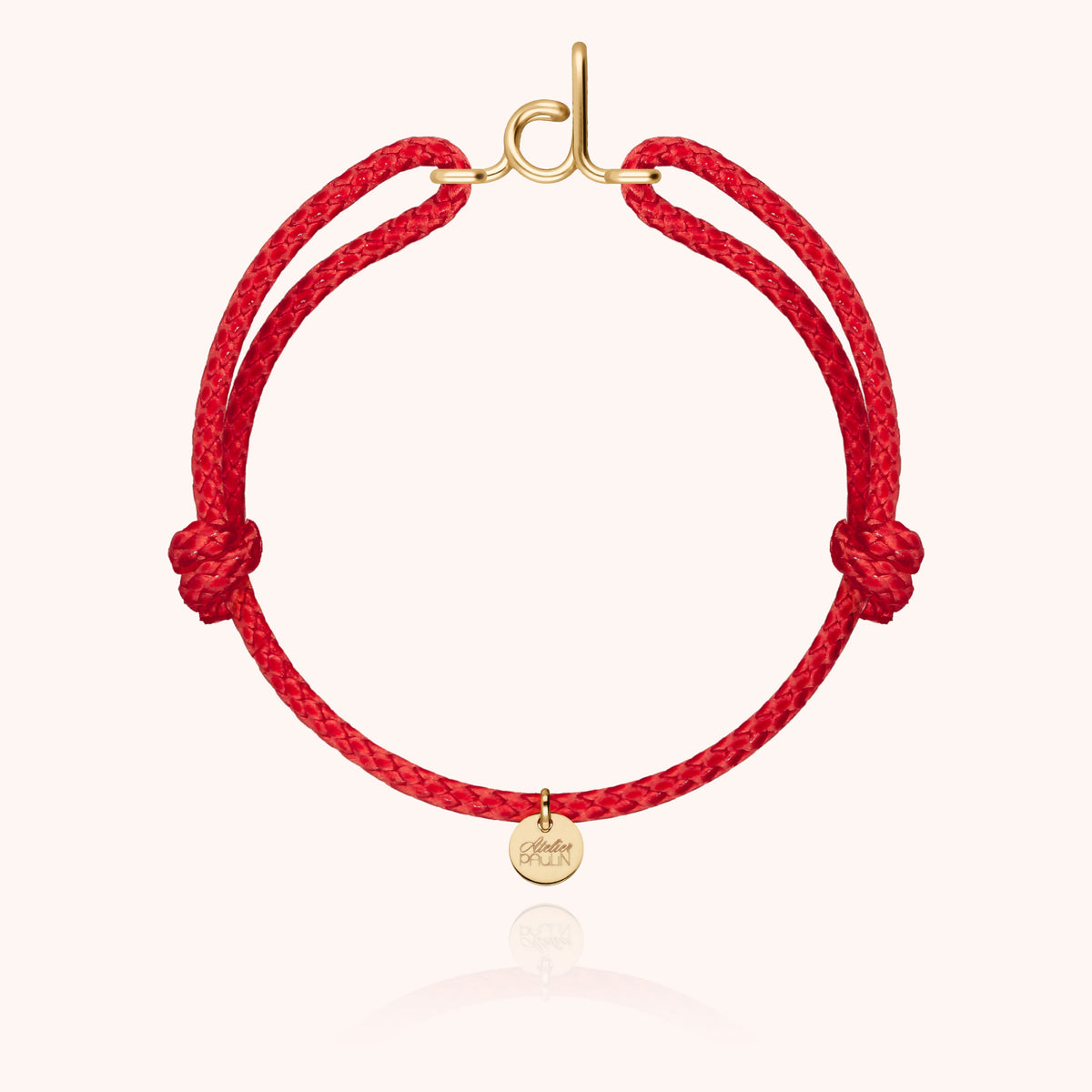 Bracciale Cordino Cerato Iniziale Uomo « D » in filo d'oro giallo laminato 14k, cordino rosso