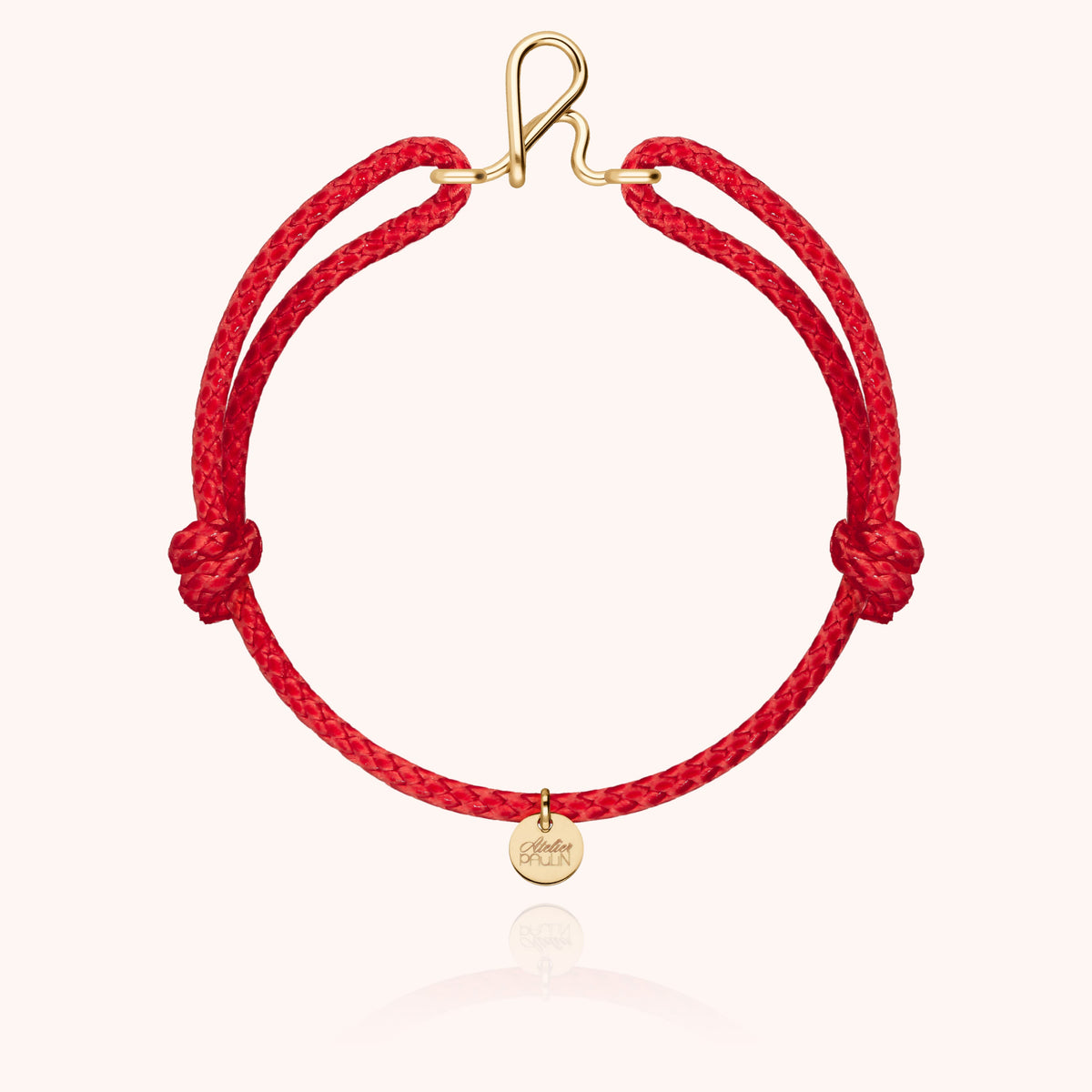Bracciale Cordino Cerato Iniziale Uomo « H » in filo d'oro giallo laminato 14k, cordino rosso
