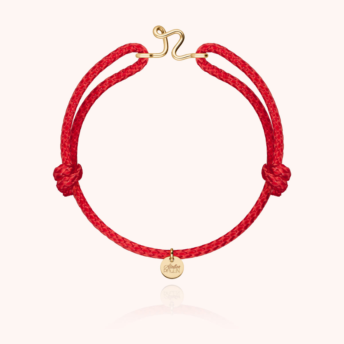 Bracciale Cordino Cerato Iniziale Uomo « R » in filo d'oro giallo laminato 14k, cordino rosso