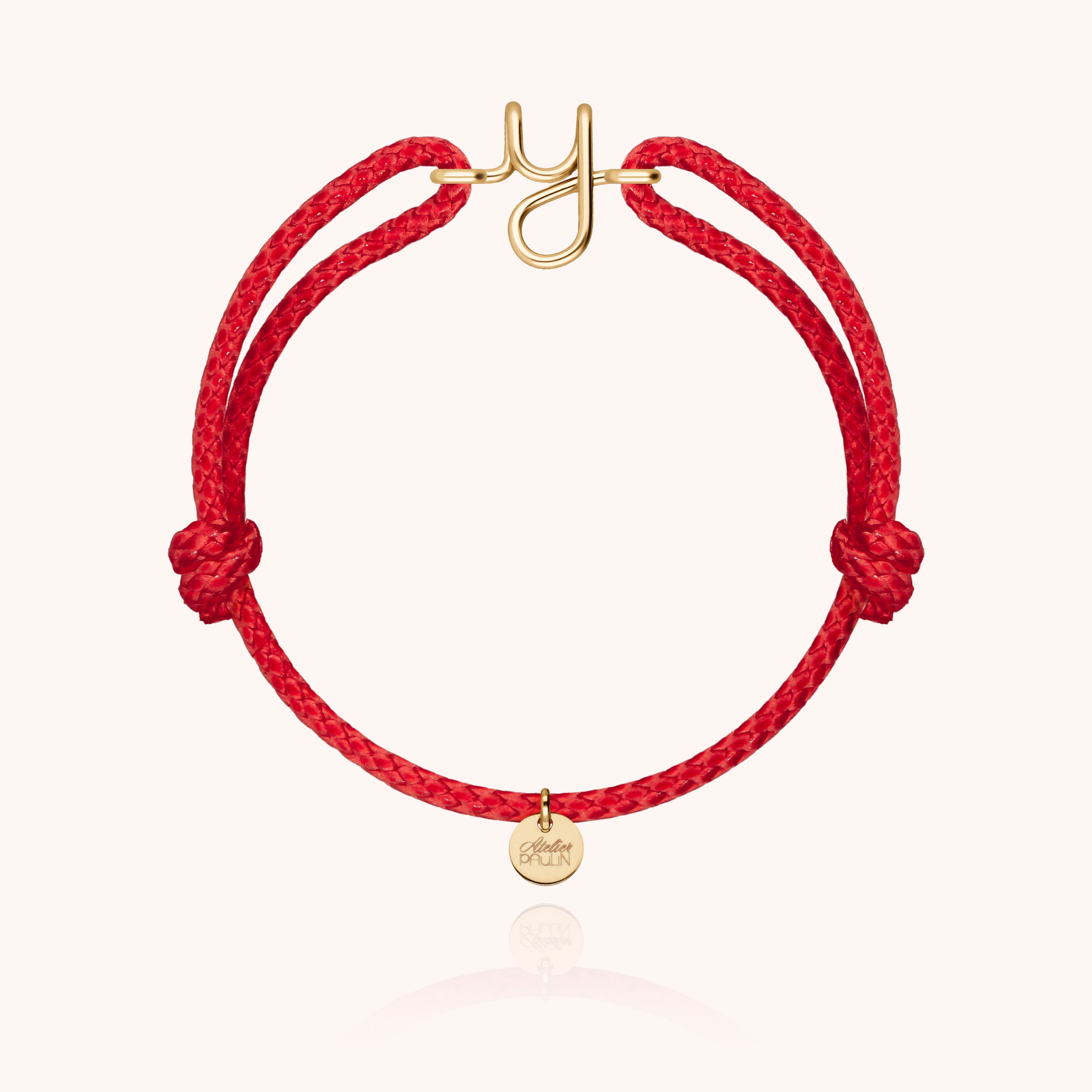 Bracelet Cordon Ciré Initiale Homme - or jaune laminé