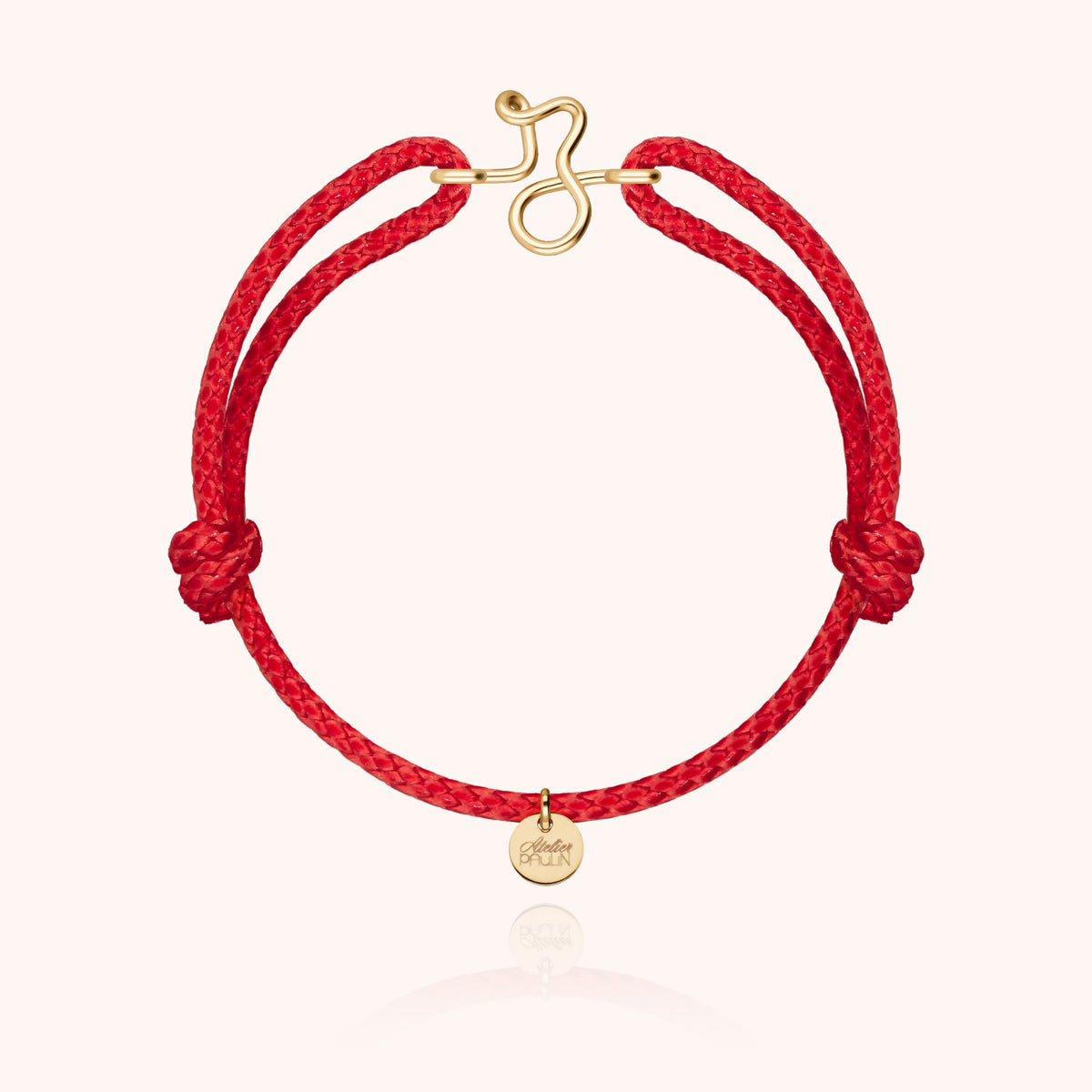 Bracciale Cordino Cerato Iniziale Uomo « Z » in filo d'oro giallo laminato 14k, cordino rosso