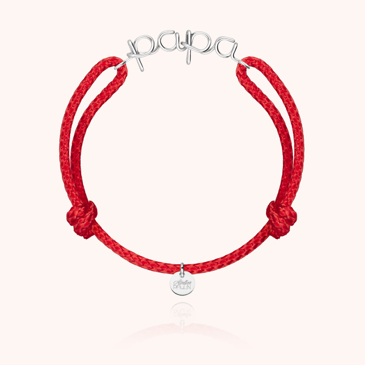 Waxed Cord Bracelet Papa in sterling silver wire