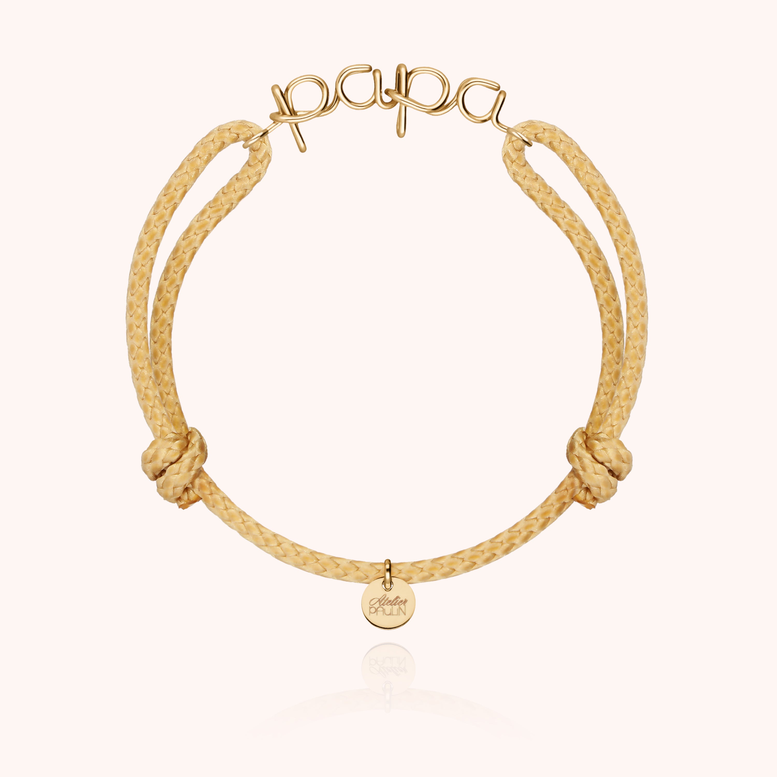 Bracelet cordon papa façonné main sans soudure, bijou gold filled 14k - or jaune laminé
