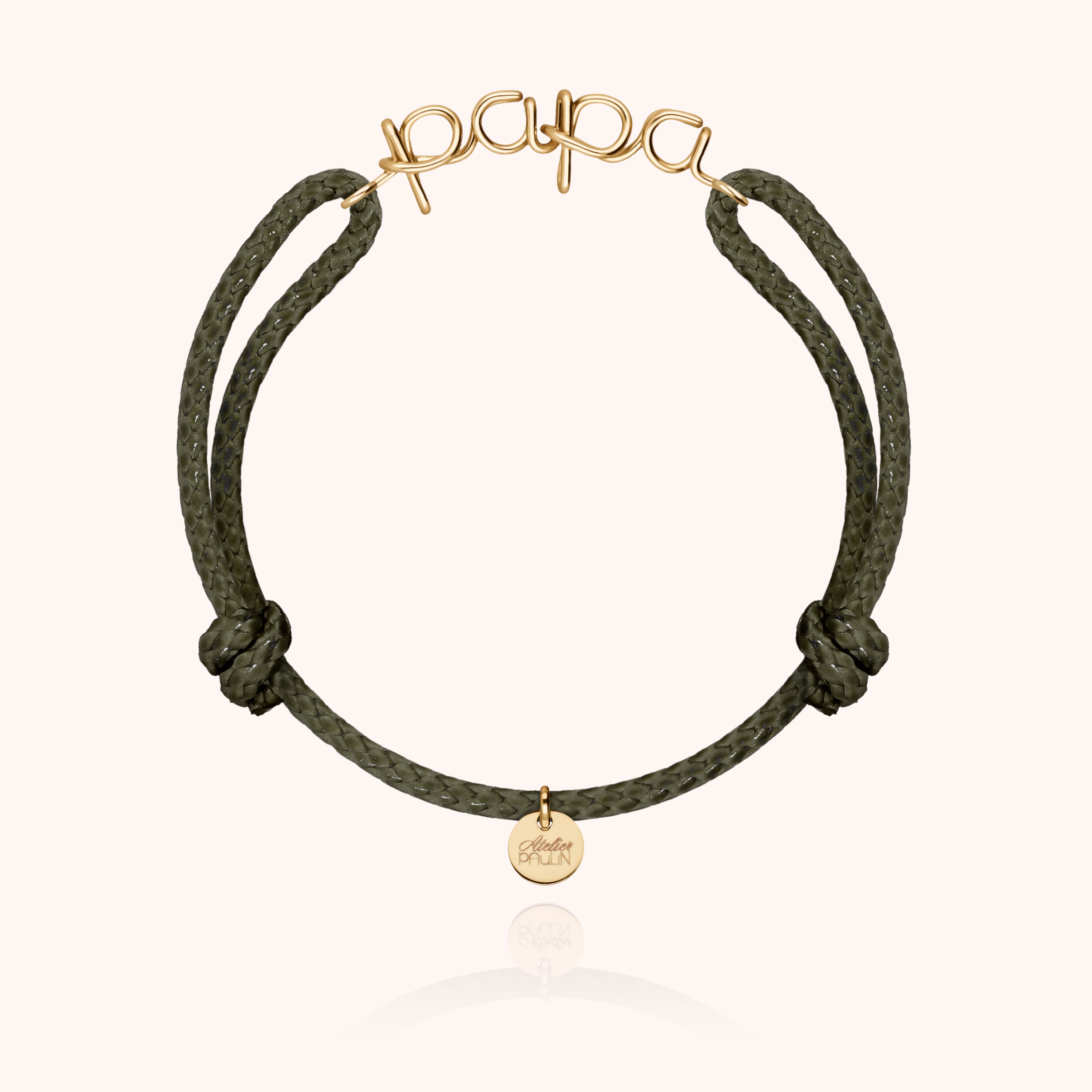 Bracelet Cordon Ciré Papa - or jaune laminé