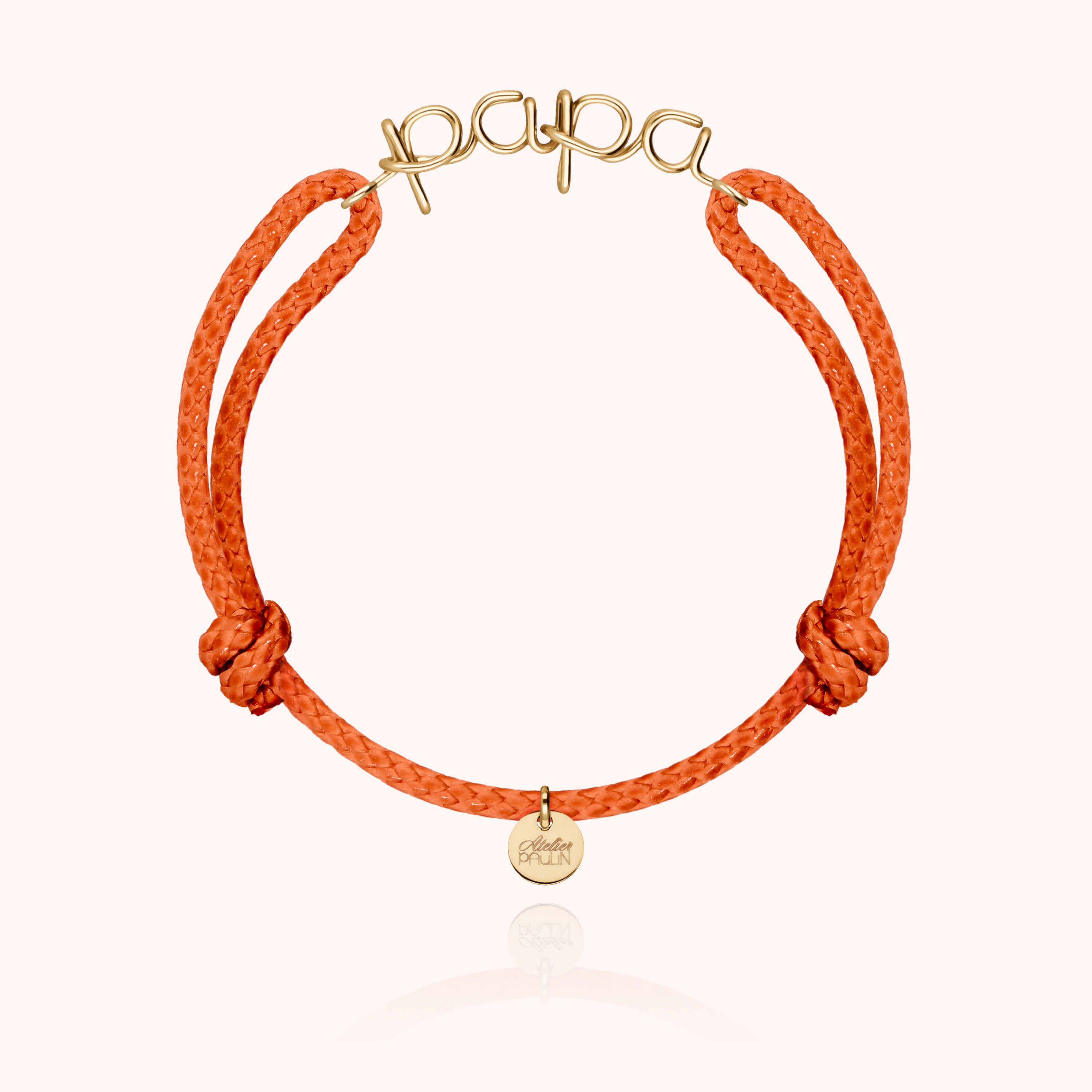 Bracelet personnalisé homme papa en or jaune sur cordon ajustable