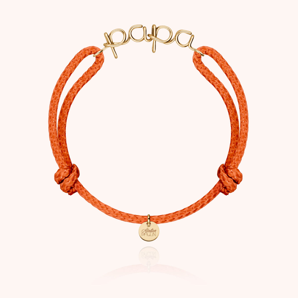 Bracciale Cordino Cerato Papa in filo d'oro giallo laminato 14k su un cordino regolabile