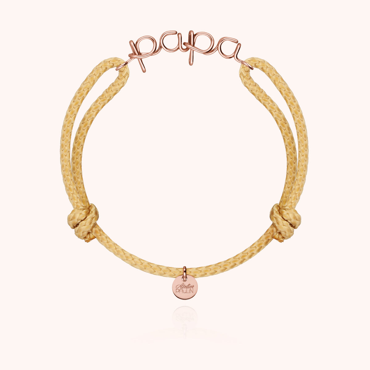 Waxed Cord Bracelet Papa in 14k rose gold-filled wire