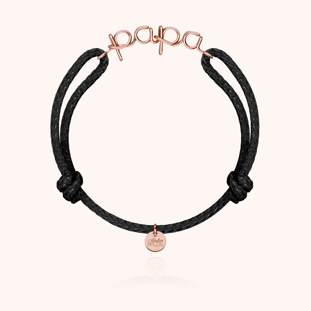 Waxed Cord Bracelet Papa in 14k rose gold-filled wire