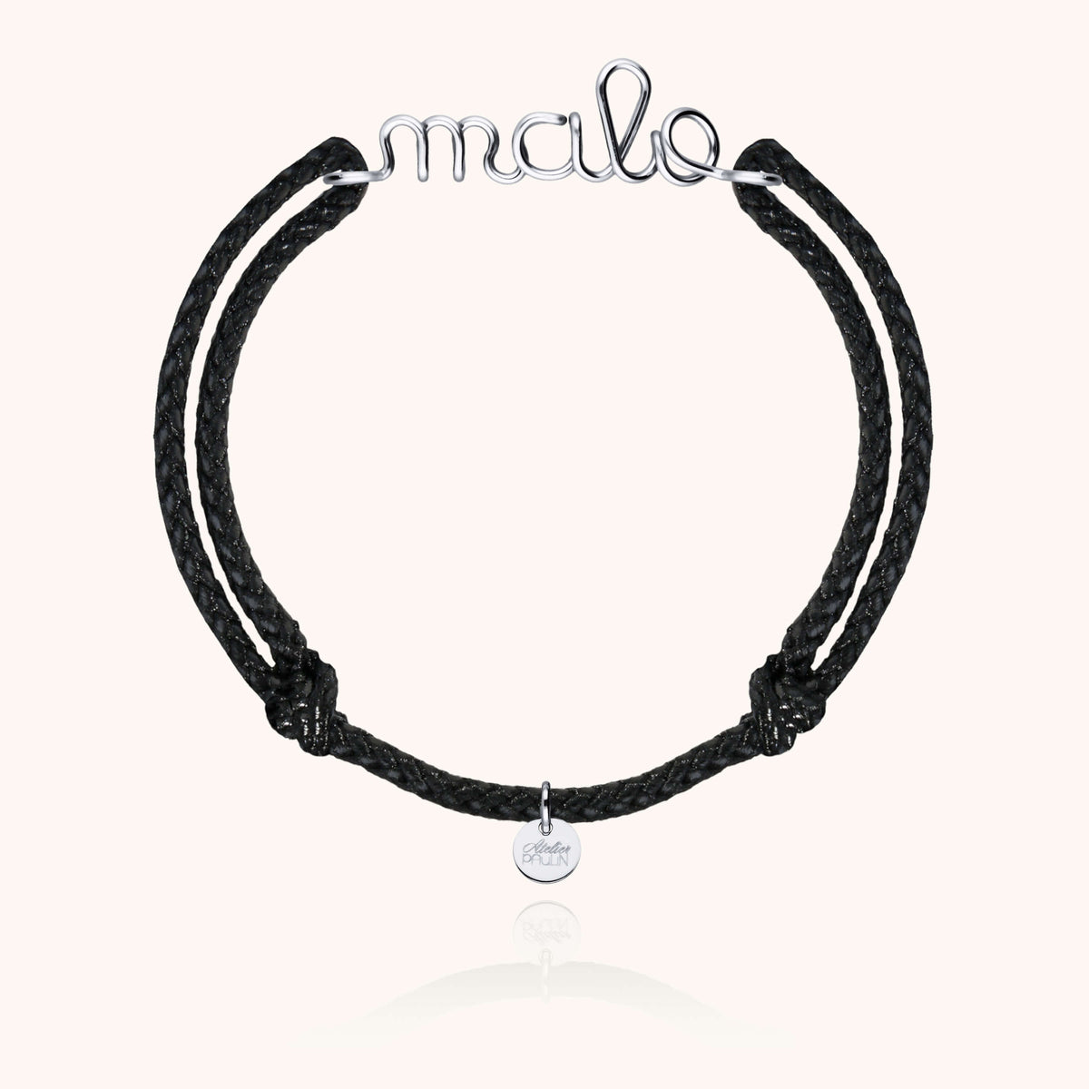 Bracciale Cordino Cerato Personalizzato Uomo in filo d'argento sterling 925