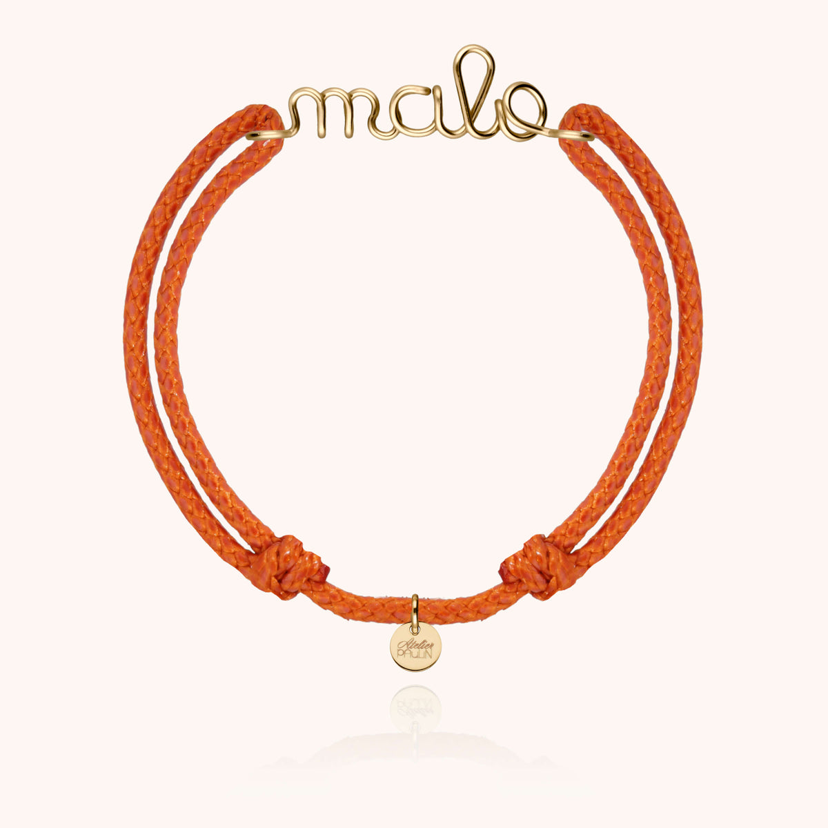 Bracciale Cordino Cerato Personalizzato Uomo in filo d'oro giallo laminato 14k